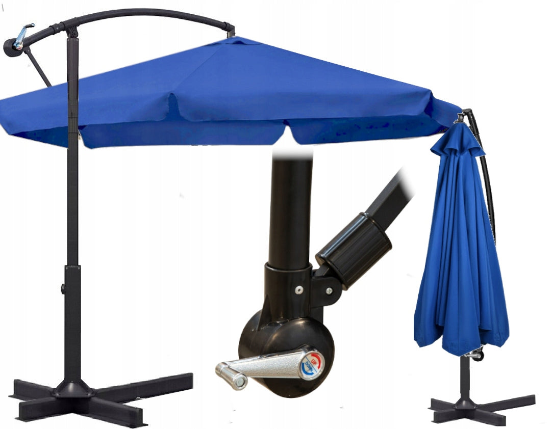 Garden UMBRELLA 350cm FOLDING SOLID WITH BOOM FRILL + COVER Manufacturer Prestige