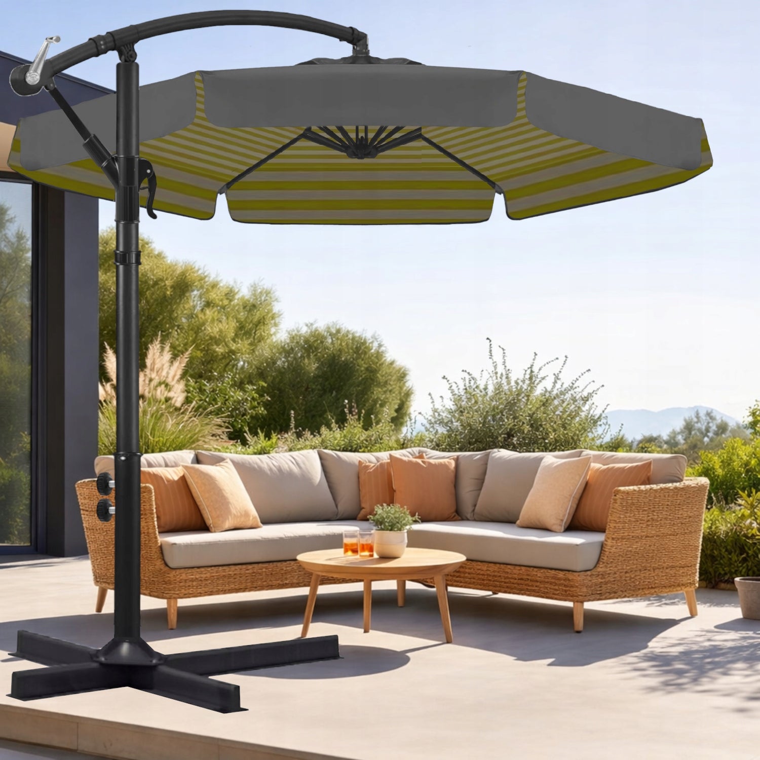 Garden UMBRELLA LARGE FOLDING SOLID WITH BOOM AND FRILL + COVER Product weight with unit packaging 15 kg