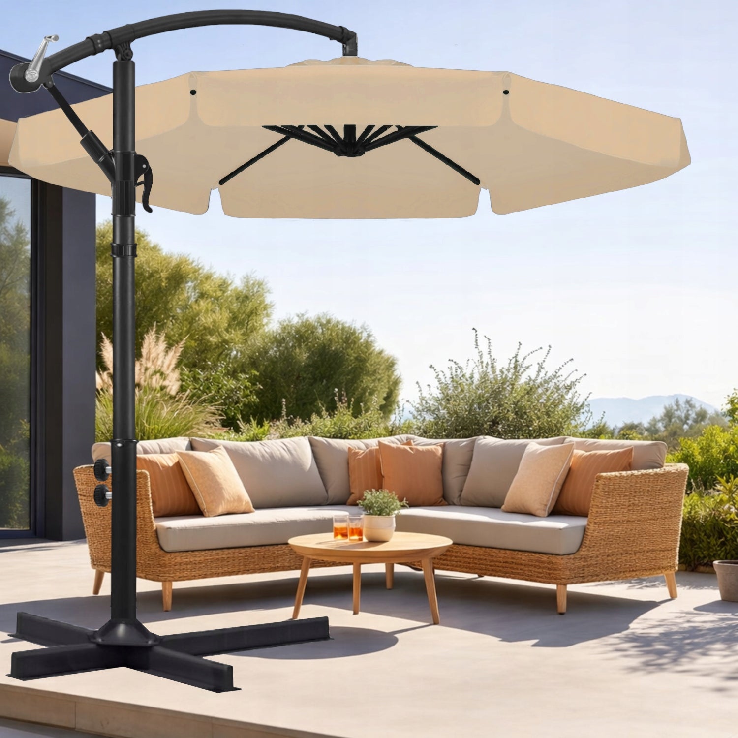 Garden UMBRELLA LARGE FOLDING SOLID WITH BOOM AND FRILL + COVER Product weight with unit packaging 15 kg