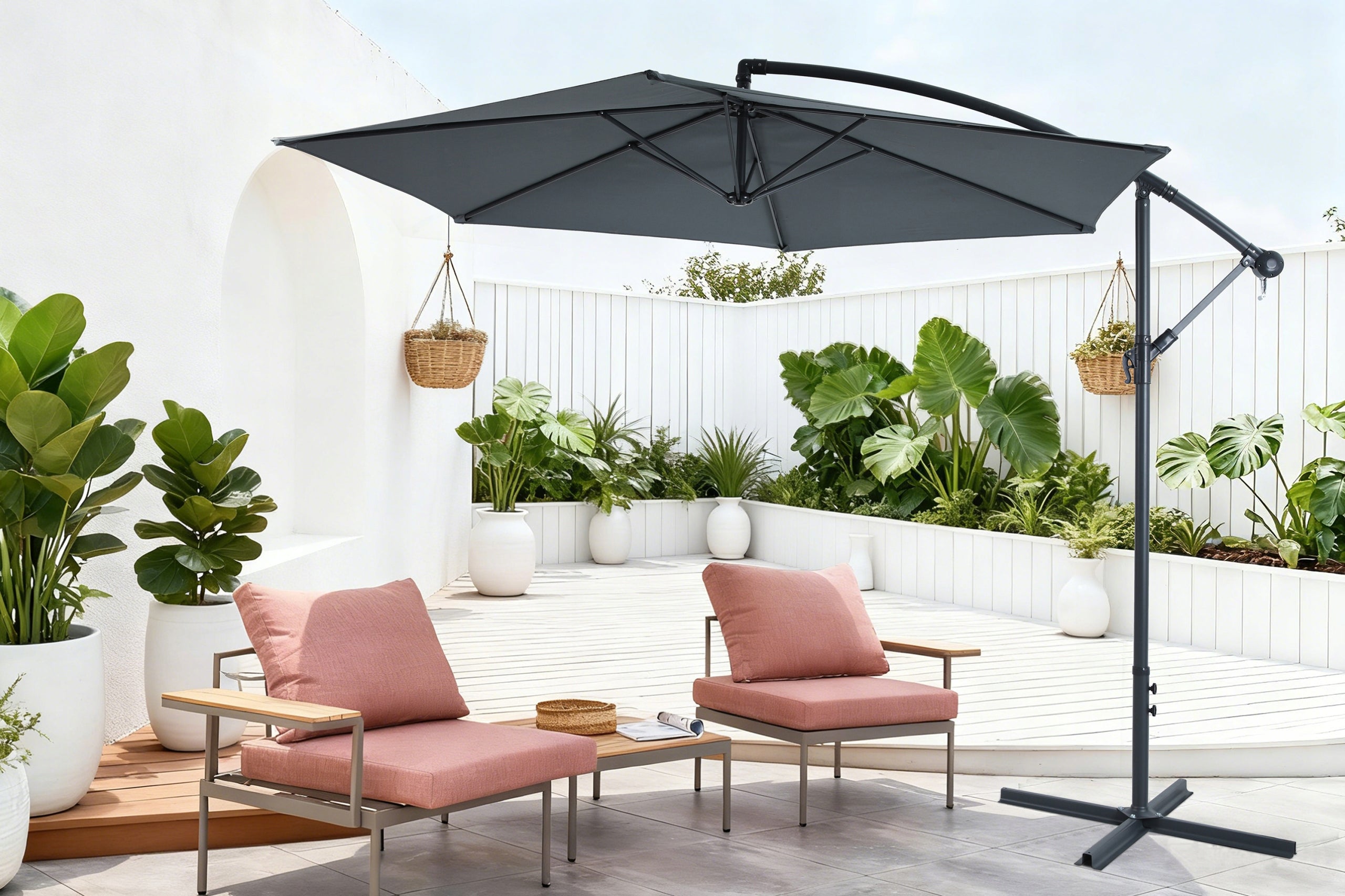 Garden UMBRELLA SIDE SAMBA with boom GREY 300cm for Terrace SOLID Manufacturer code 008166