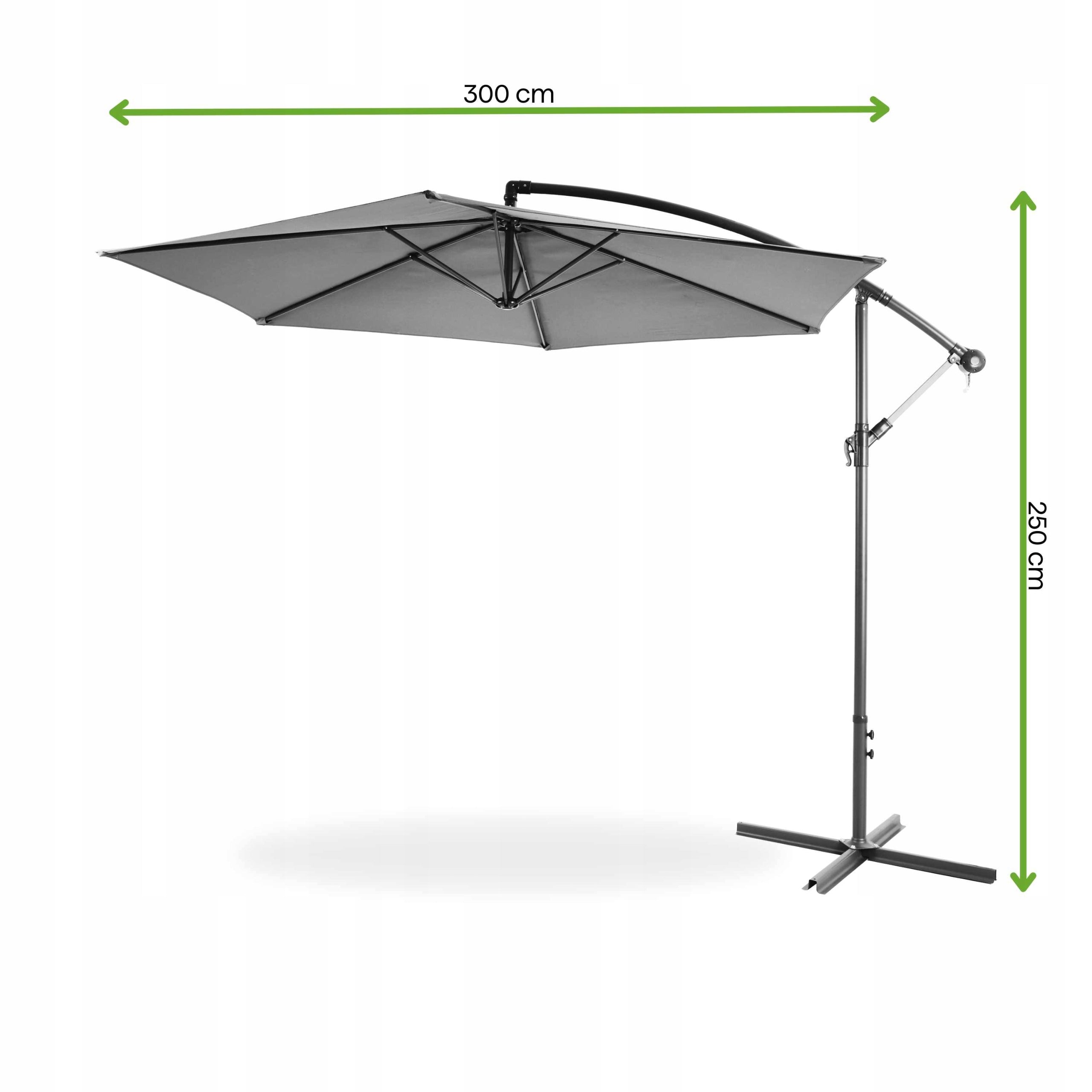 Garden UMBRELLA SIDE SAMBA with boom GREY 300cm for Terrace SOLID Packaging status original