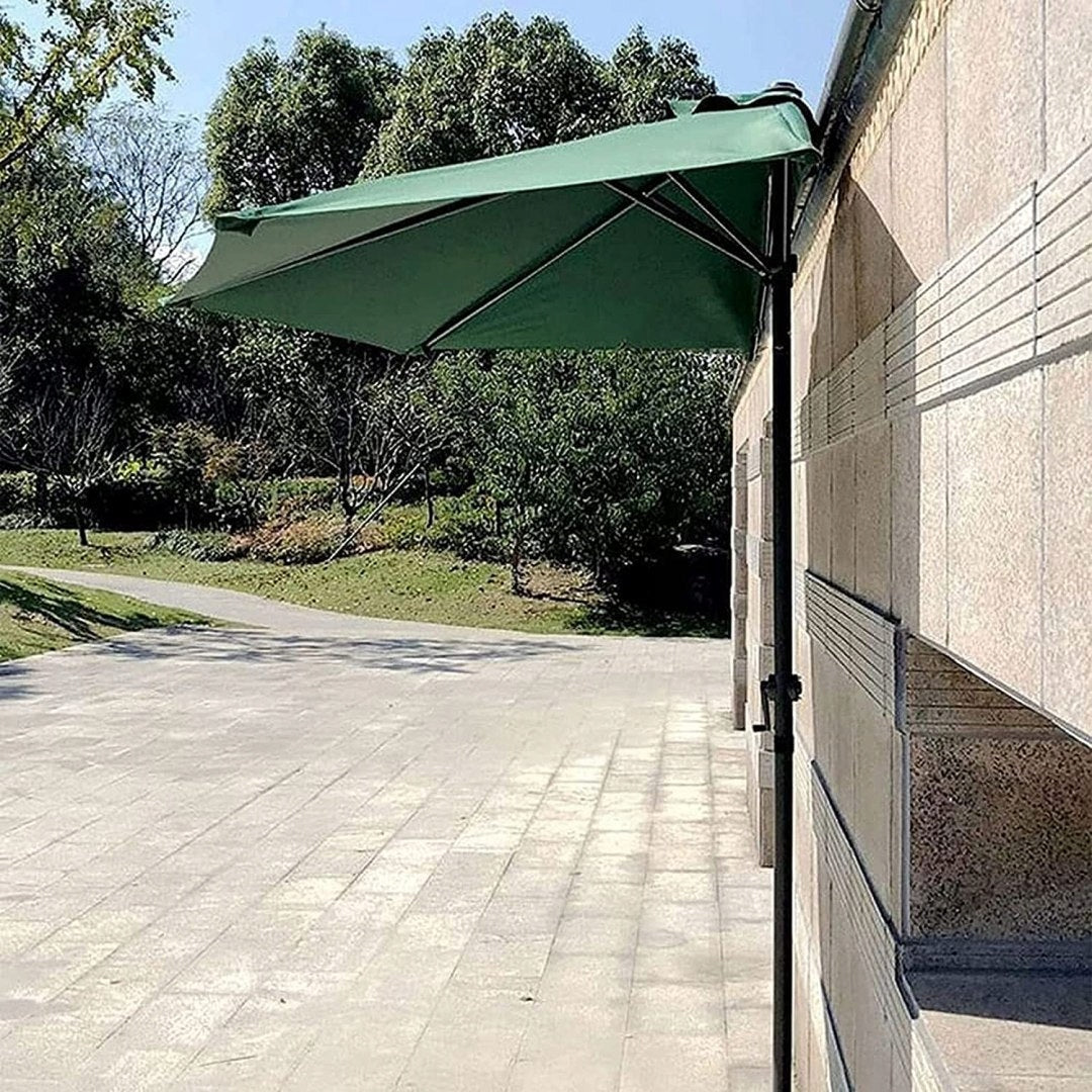 Garden Umbrella 2,7m Semi-Umbrella Wall Green For Terrace Balcony Crank Color green