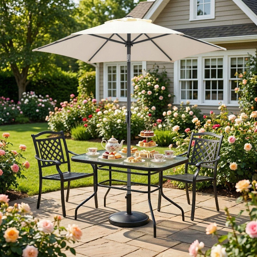 Garden Umbrella Balcony Folding Adjustable 200cm UV For Terrace Beige Color beige