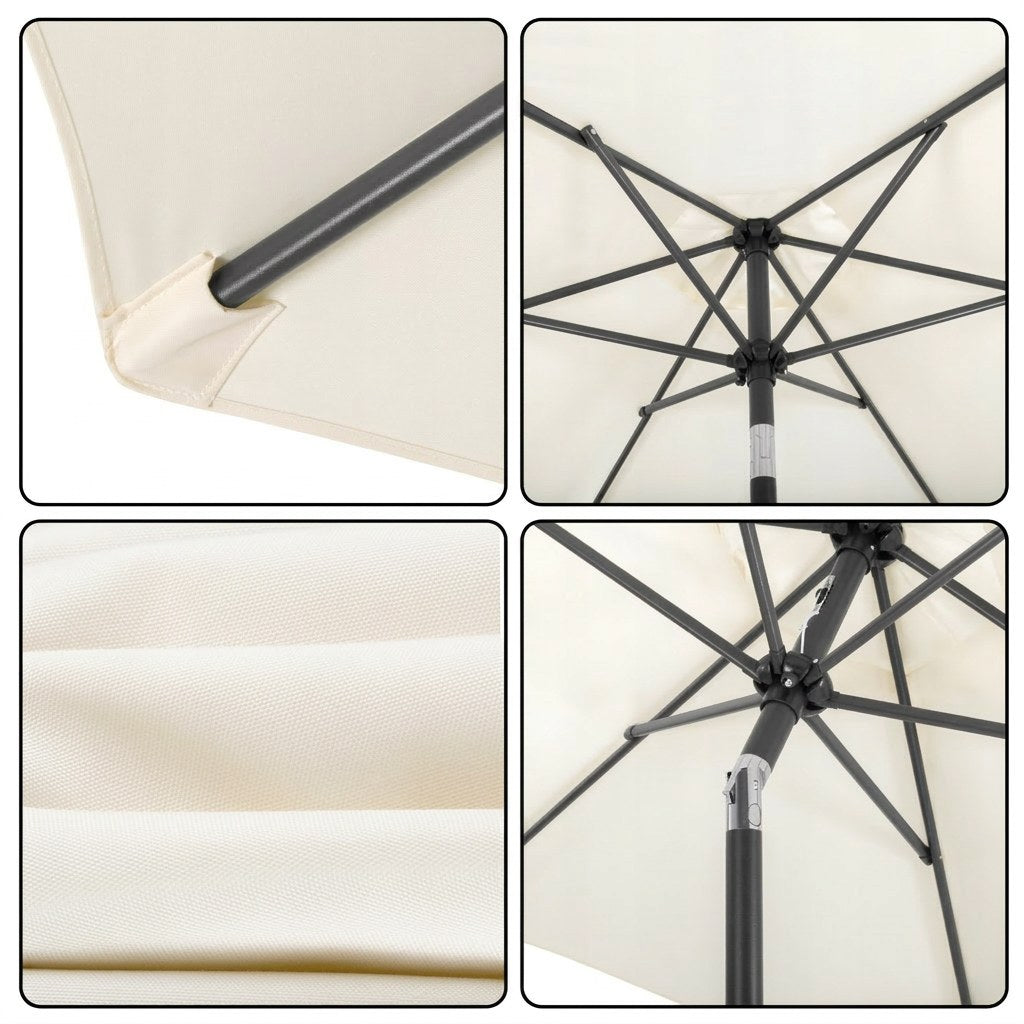 Garden Umbrella Balcony Folding Adjustable 200cm UV For Terrace Beige Manufacturer no brand