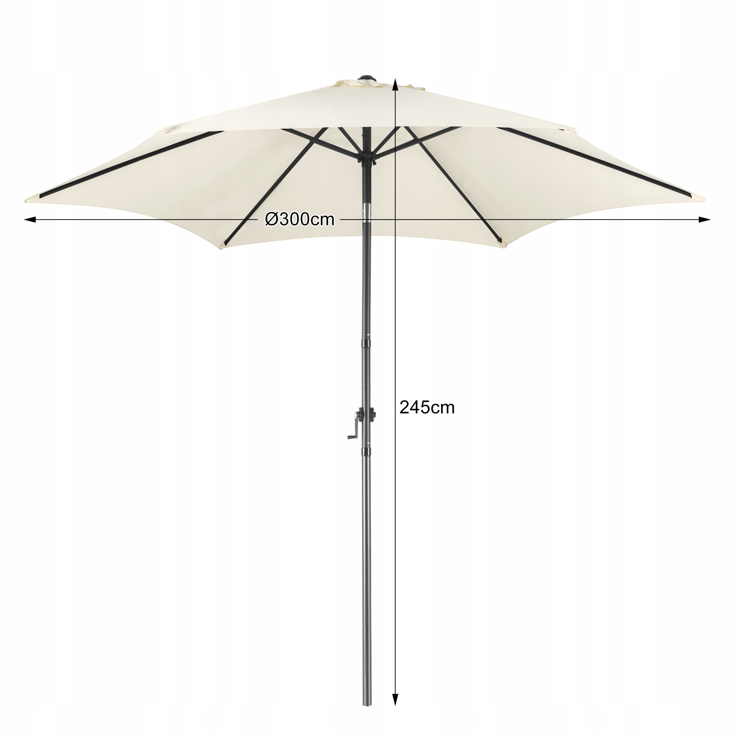 Garden Umbrella Balcony Folding Adjustable 300 cm Beige Garden Manufacturer Bauerkraft