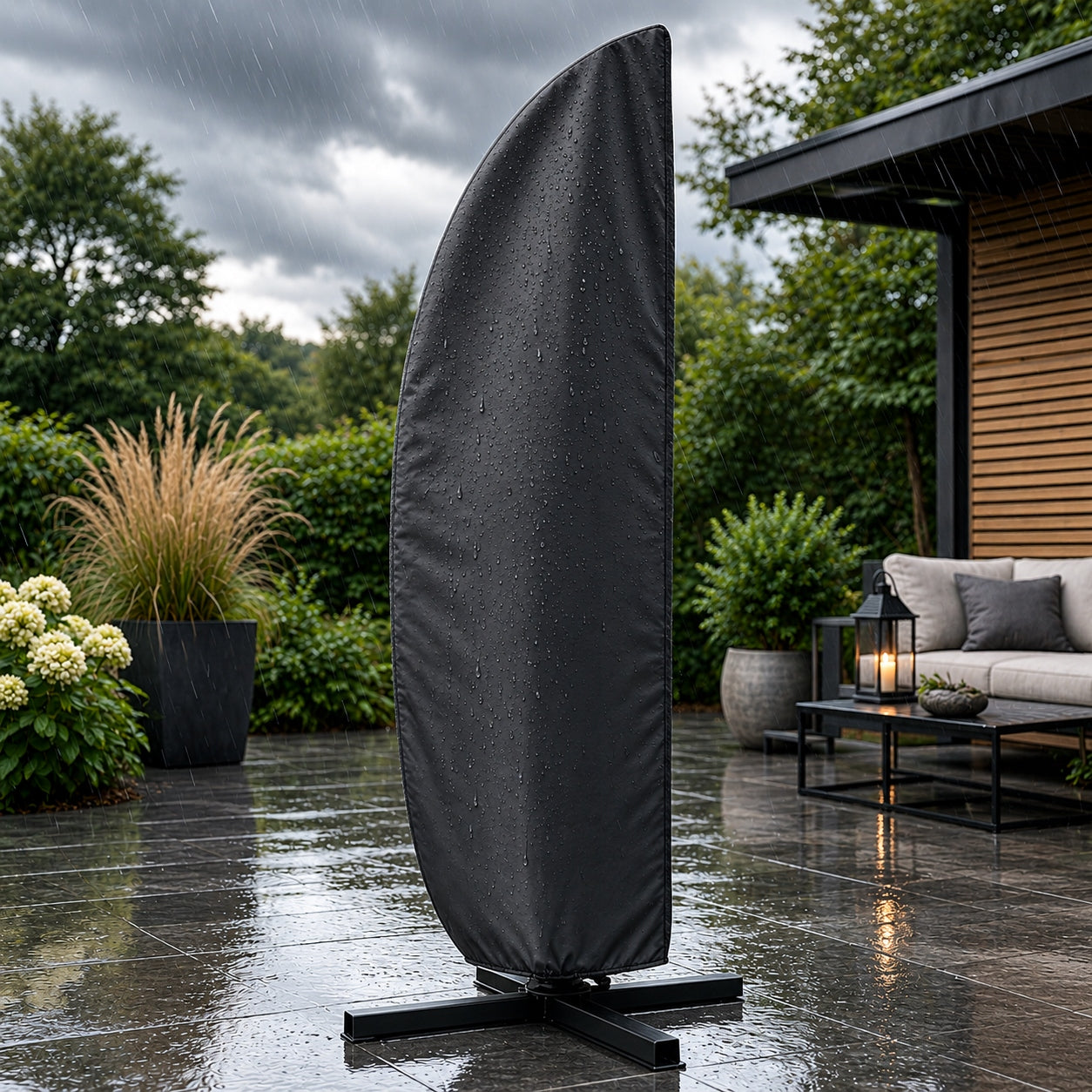 Garden Umbrella Cover 192 x 44 x 192 cm Black Strong Product width 44 cm