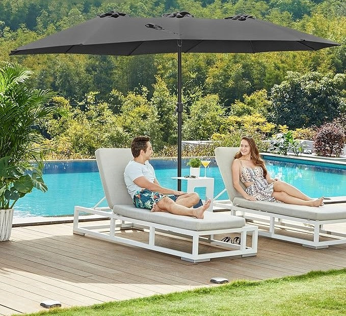 Garden Umbrella Double Large UV Protection Grey Packaging status original