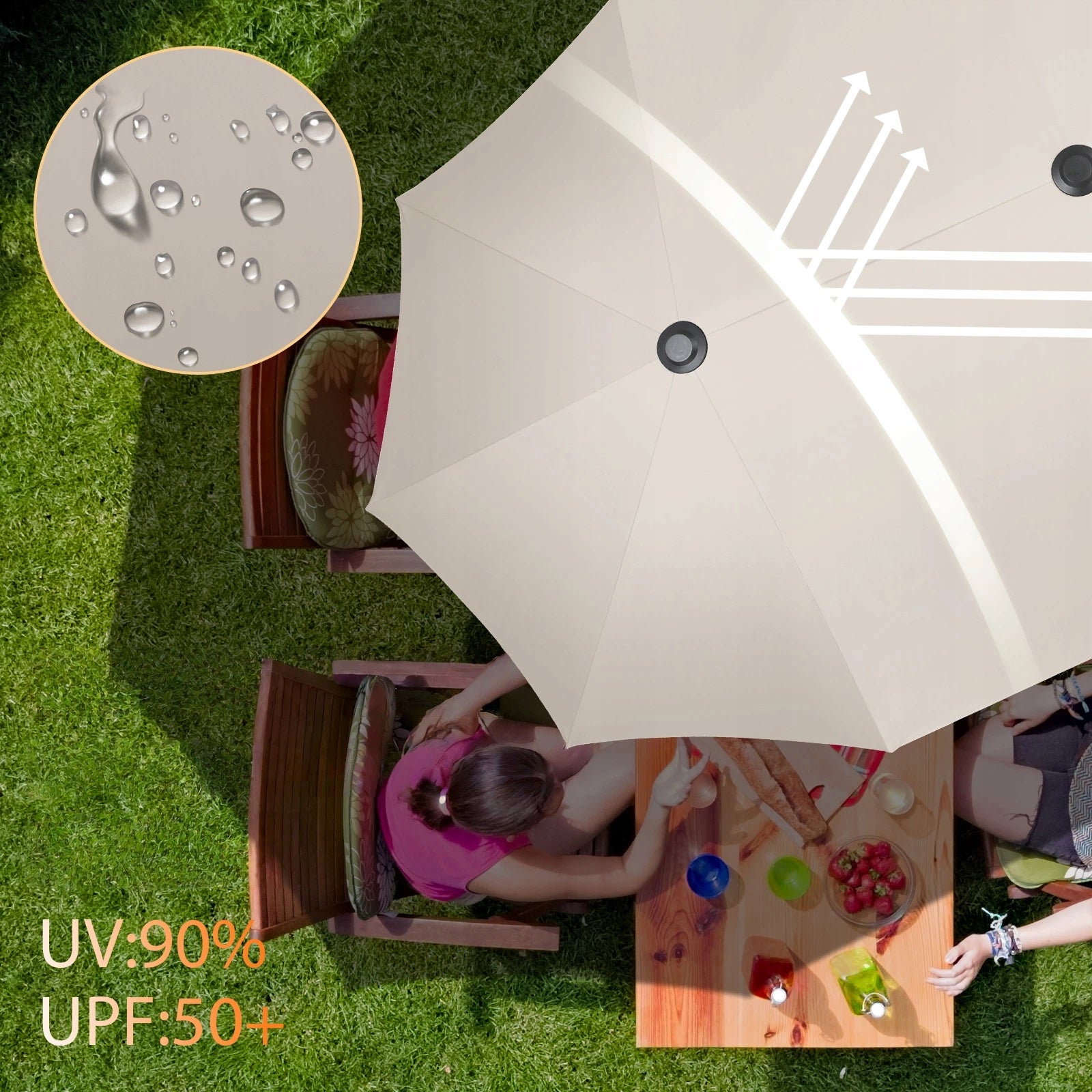 Garden Umbrella Large 400x200 CM Double Folding XXL UPF50+ beige Manufacturer no brand