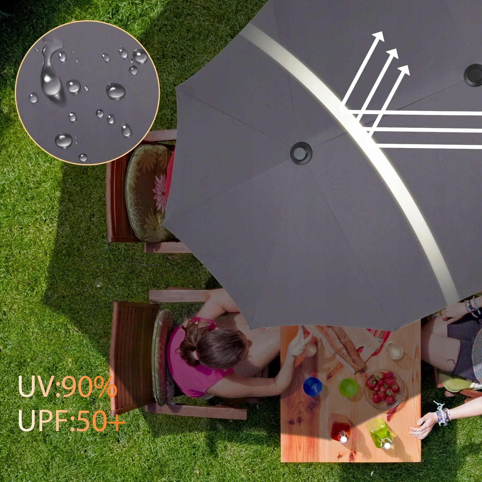 Garden Umbrella Large 400x200 CM Double Folding XXL UV50+ Grey Diameter/width 400 cm