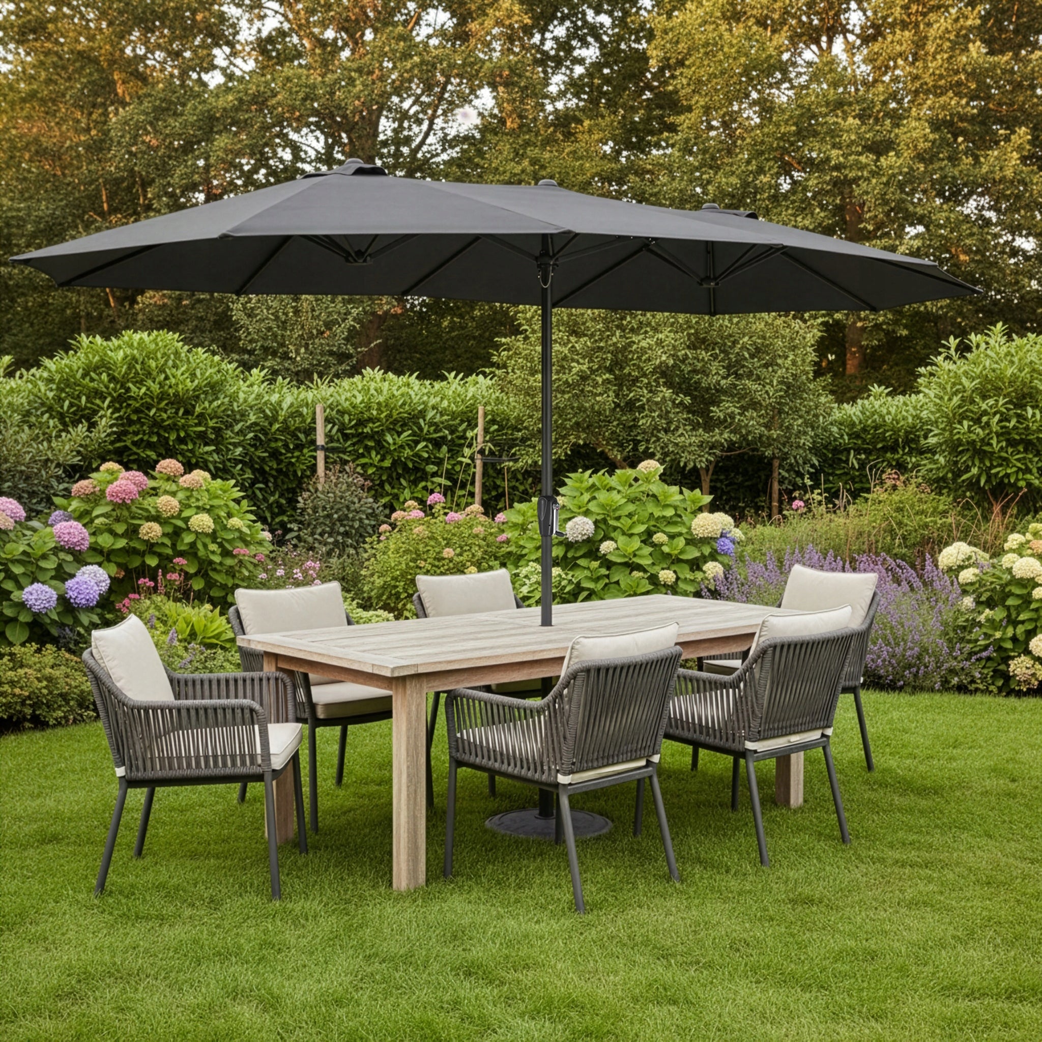 Garden Umbrella Large 445x264 CM Double Folding XXL UV80+ Cover Diameter/width 445 cm