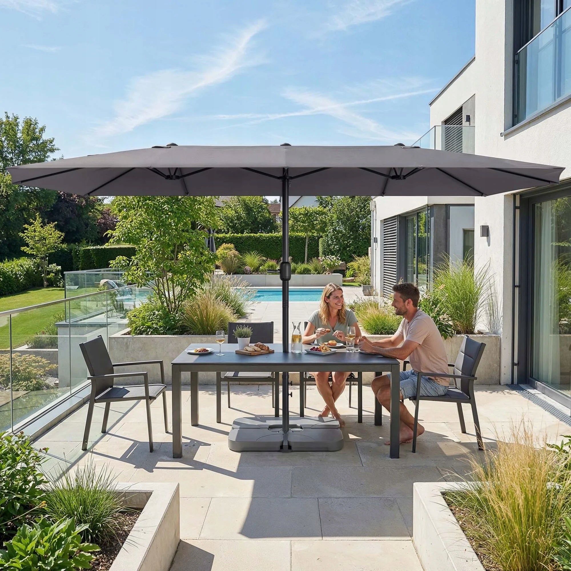 Garden Umbrella Large 450x265x240 cm Folding UV50+ Cover Manufacturer di volio