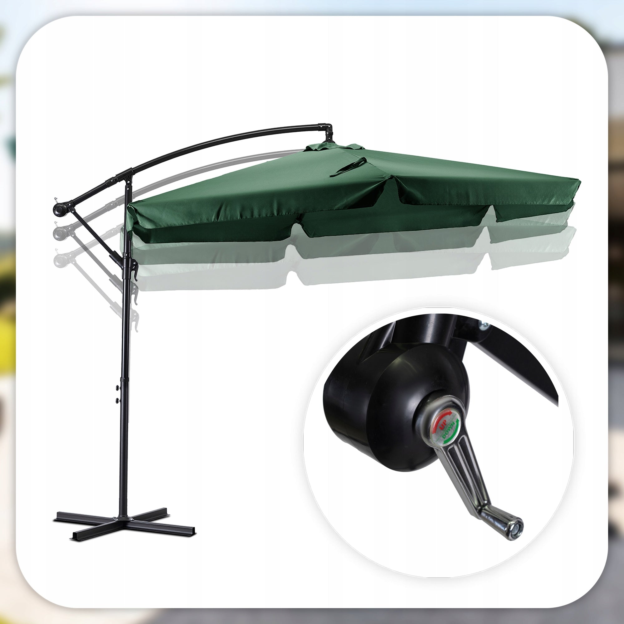 Garden Umbrella Large Folding for Terrace Green + COVER AKRON 300cm Color green