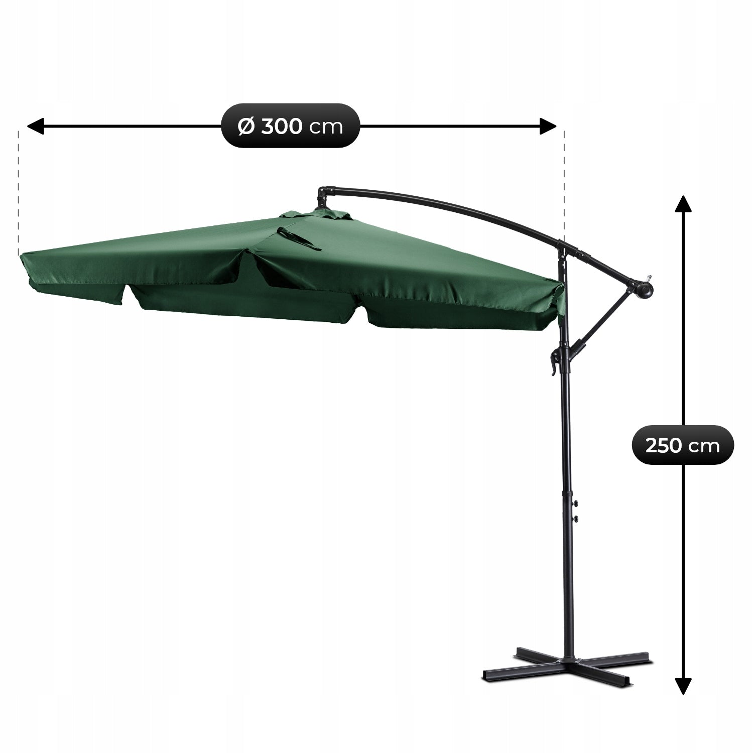 Garden Umbrella Large Folding for Terrace Green + COVER AKRON 300cm Manufacturer MEBEL ELITE