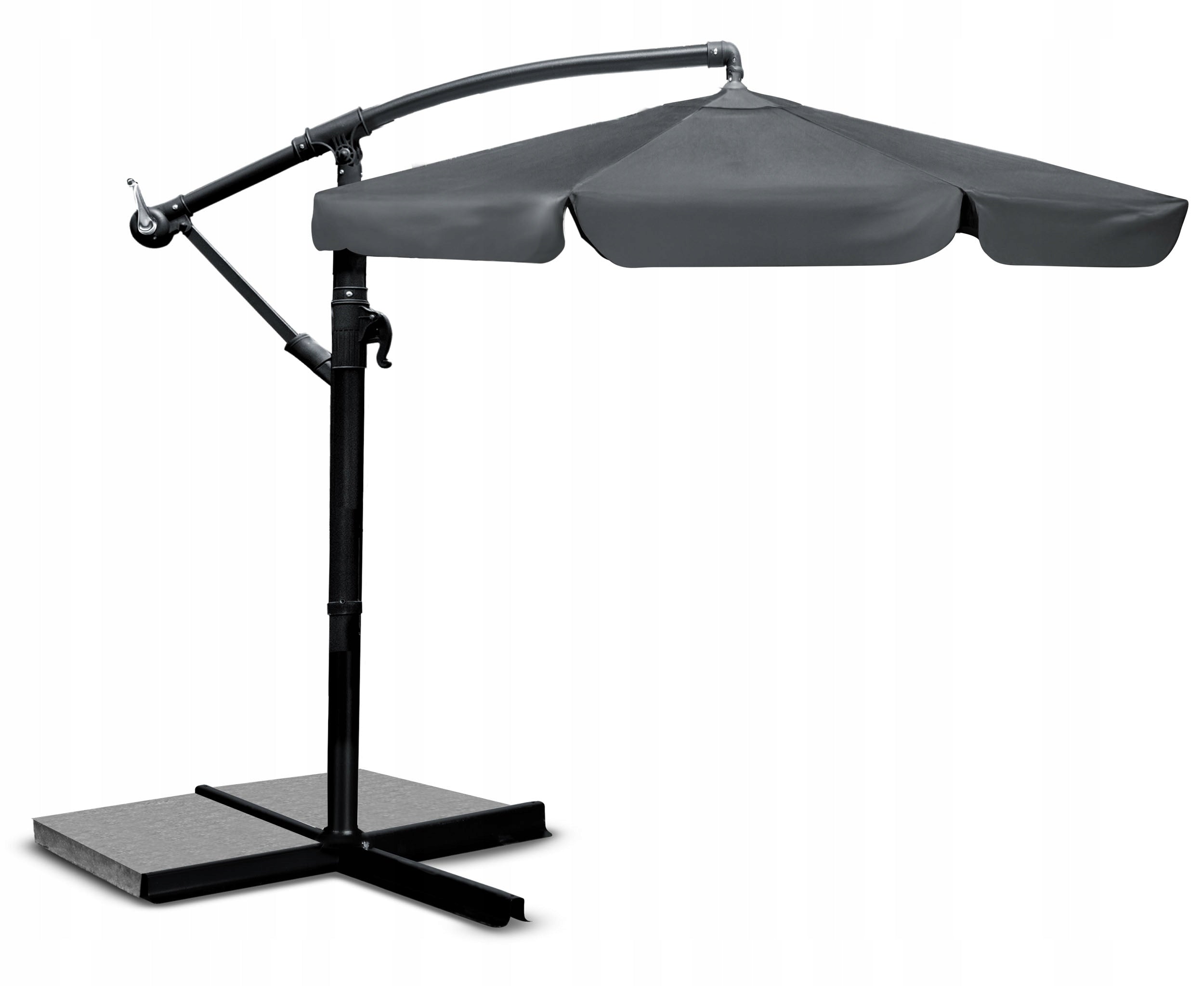 Garden Umbrella Large Folding with Boom Cover 6 Segments Ø 350cm Color gray