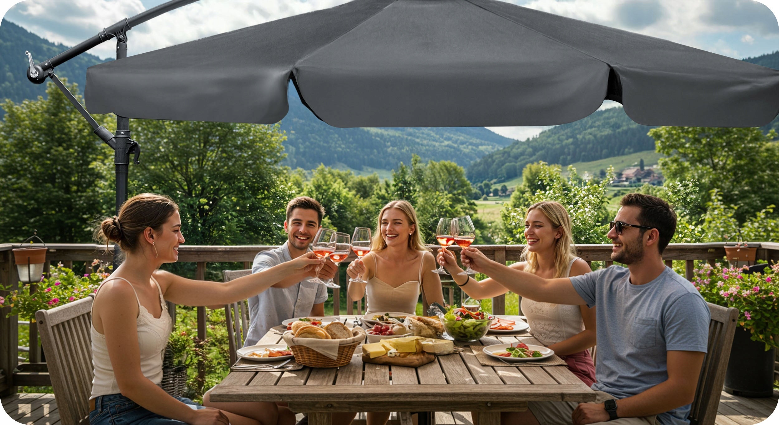 Garden Umbrella Large Folding with Boom Cover 6 Segments Ø 350cm Manufacturer code 488000