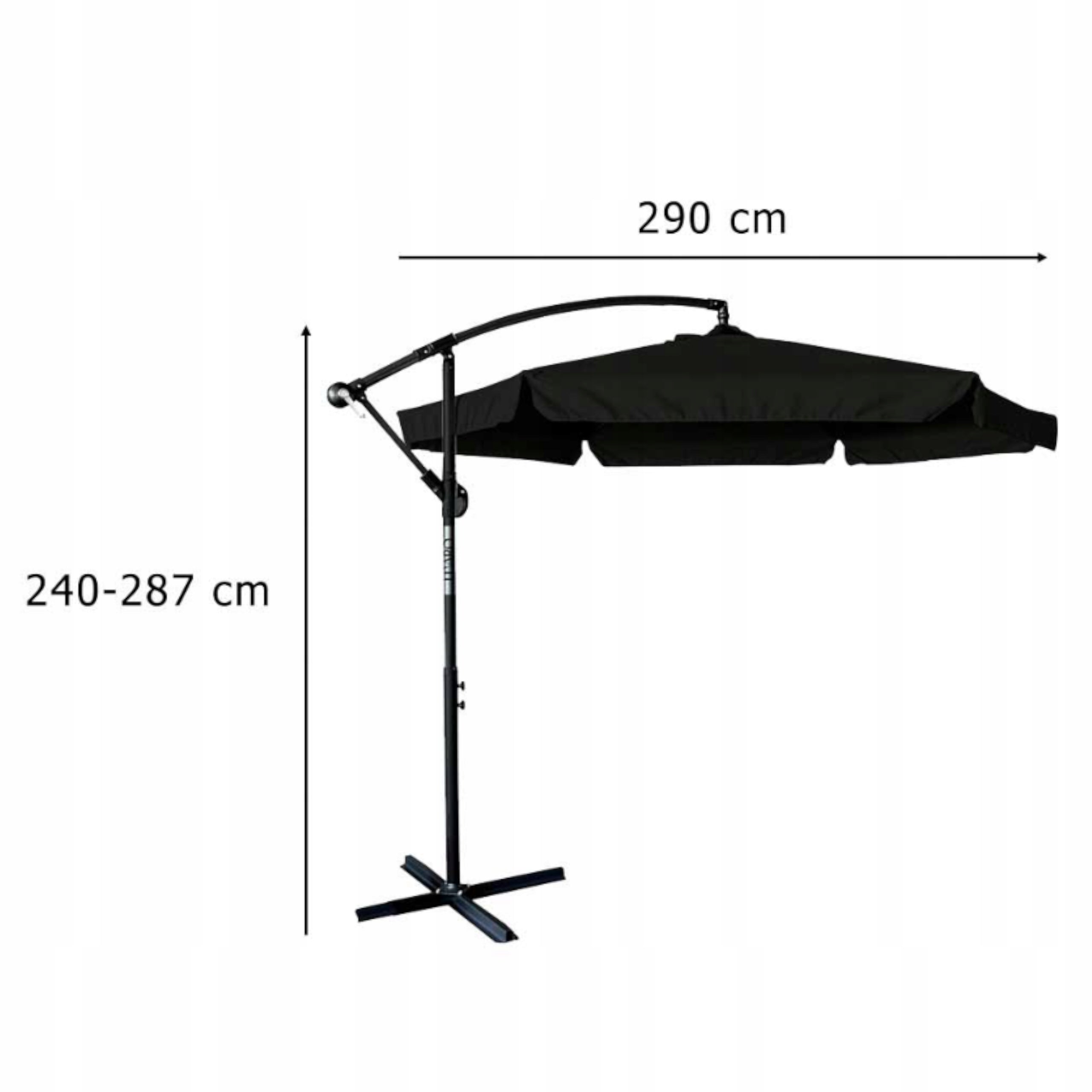 Garden Umbrella Large With Boom Black 3m + Cover SET GIFT Product height 245 cm