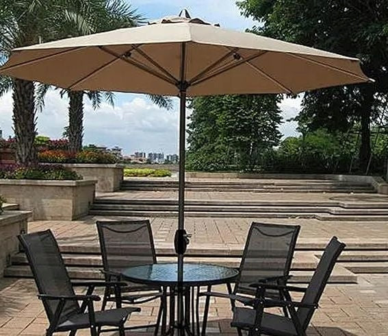 Garden Umbrella Plating 8 Arms 300cm Canopy Brown BB1 Diameter/width 300 cm