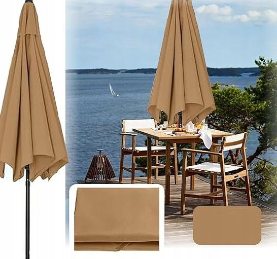 Garden Umbrella Plating 8 Arms 300cm Canopy Brown BB1 Manufacturer no brand