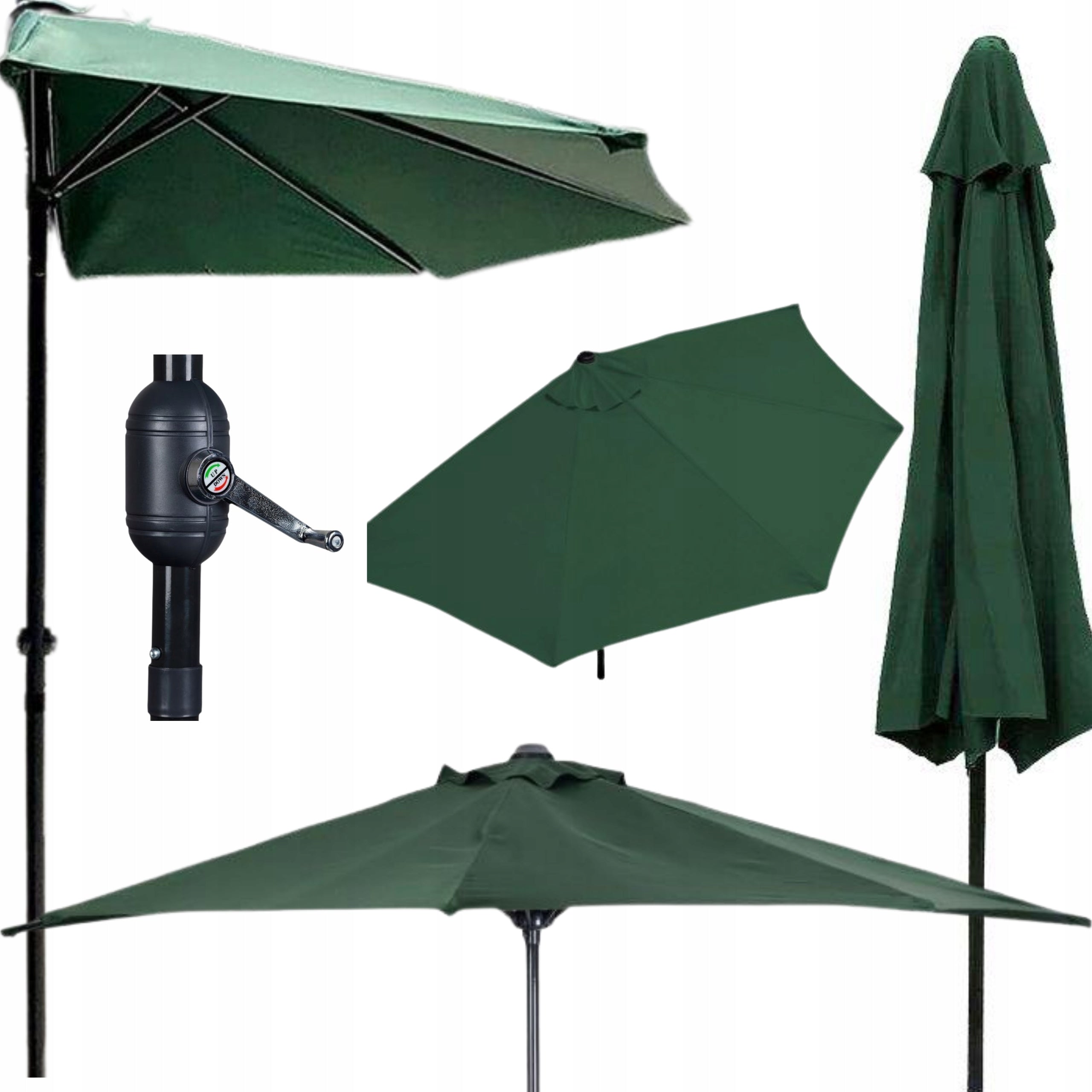 Garden Umbrella for Terrace Wall Balcony Folding 2,7m Half-Umbrella Green