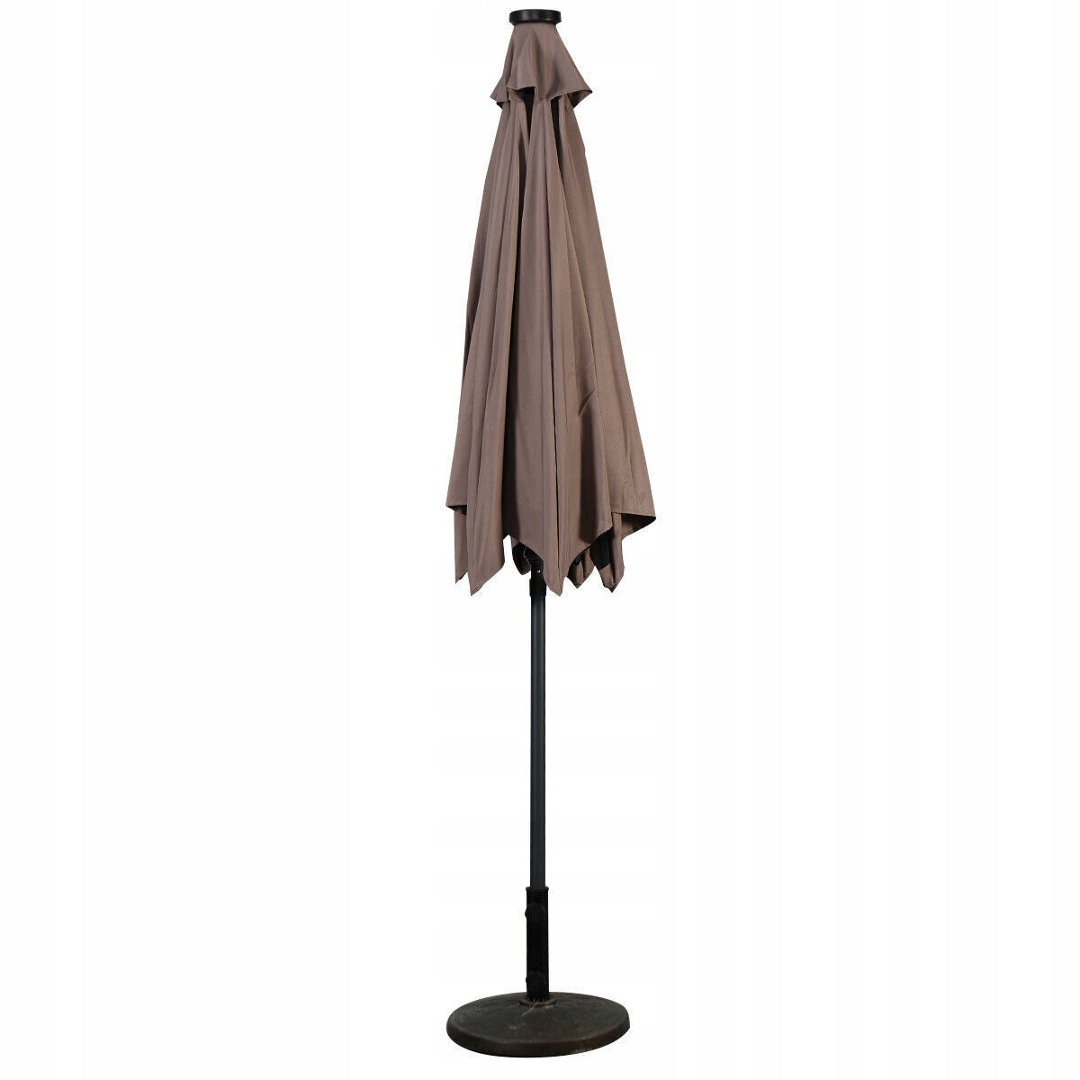 Garden Umbrella for Terrace with LED Lighting Round Lights BROWN Manufacturer Costway