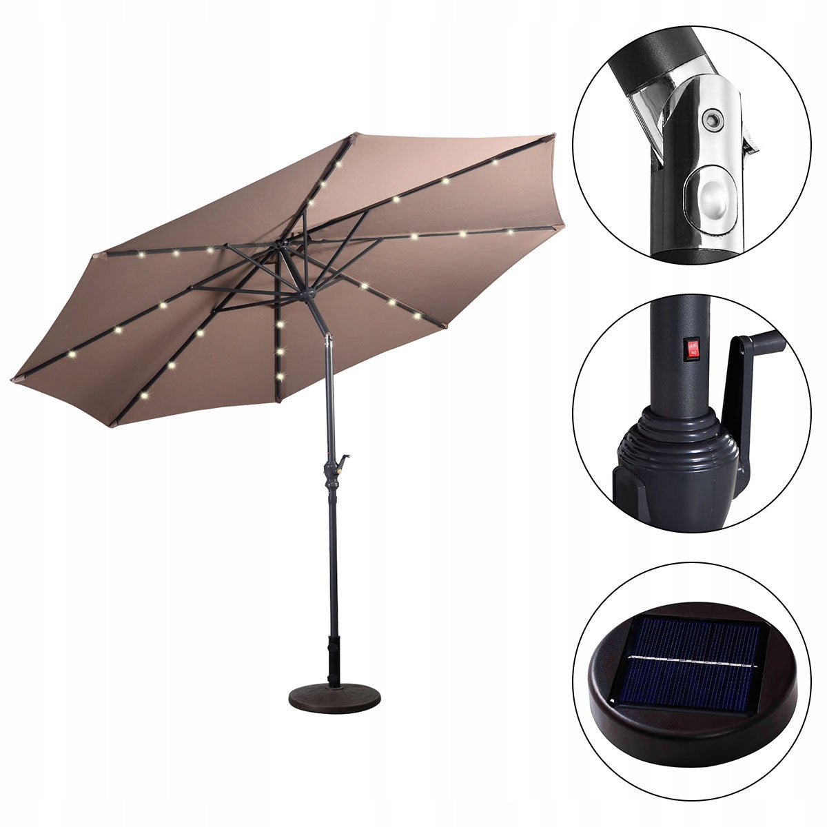 Garden Umbrella for Terrace with LED Lighting Round Lights BROWN Manufacturer code NP11494CF