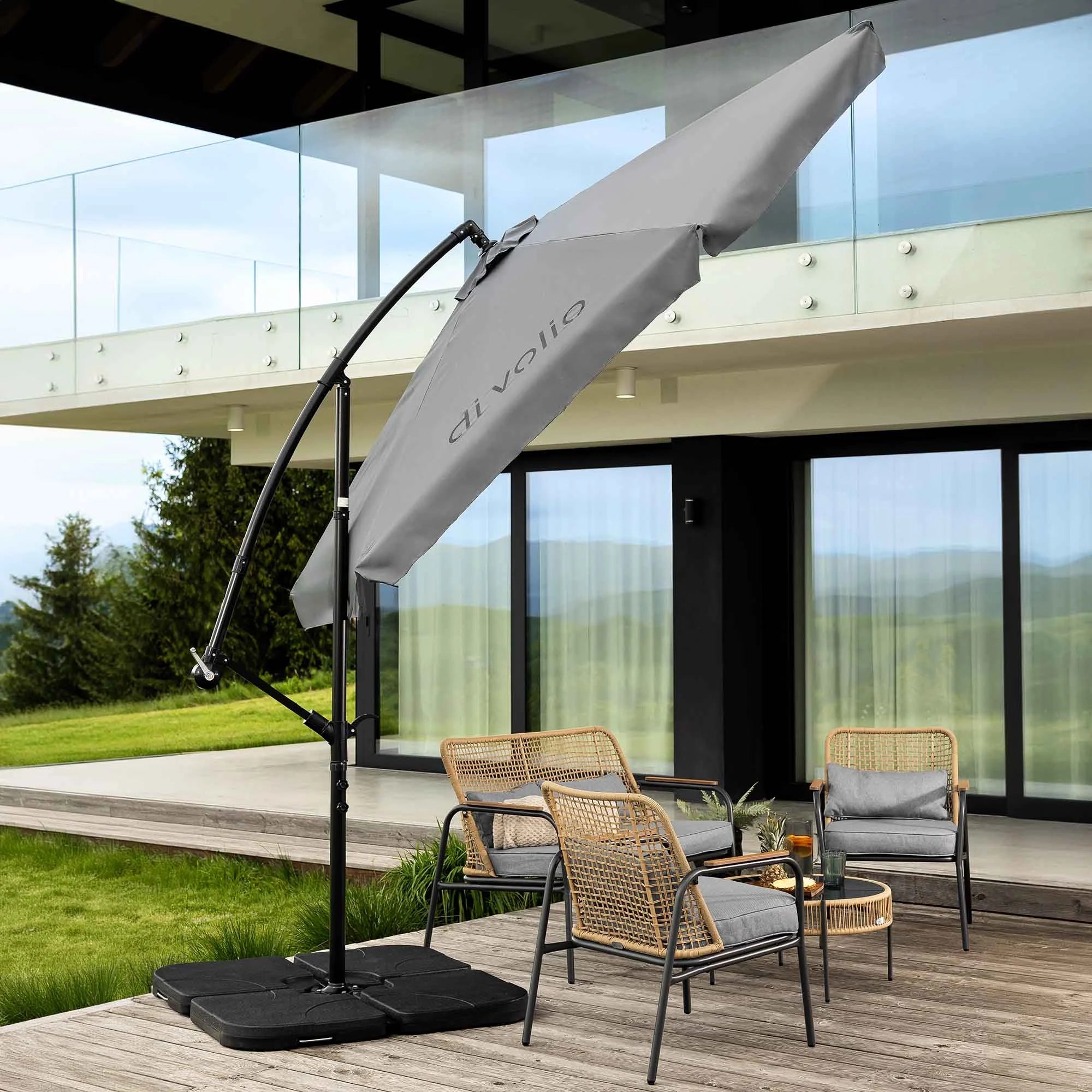 Garden Umbrella with Base Adjustable Load Empoli Grey Manufacturer code DV-023GU