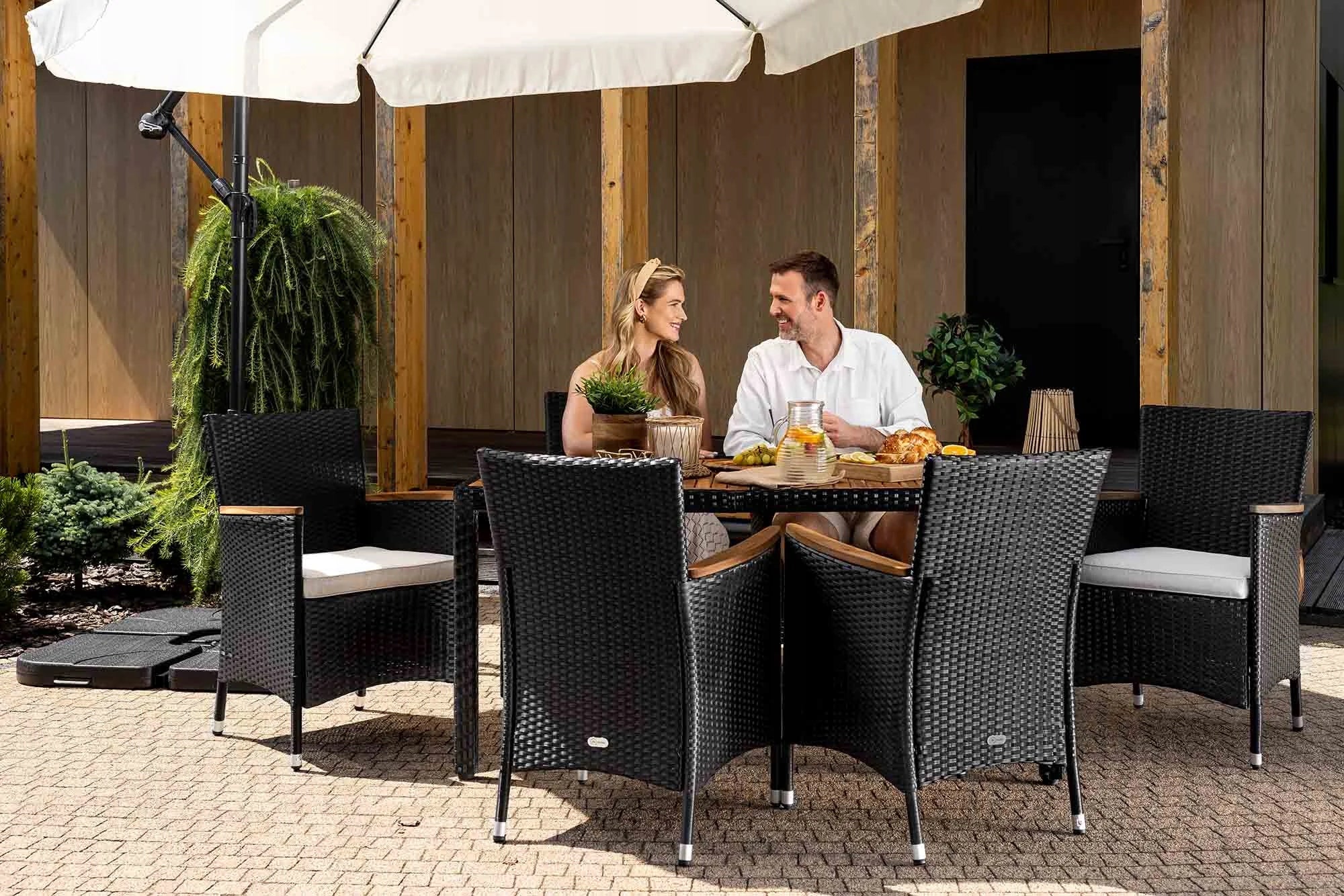 Garden Umbrella with Base Adjustable with Boom Empoli Cream Packaging status original