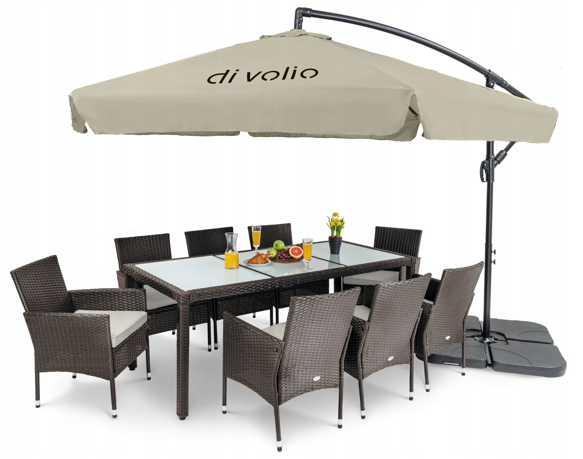 Garden Umbrella with Boom Adjustable Canopy Folding Empoli Beige Kind with boom