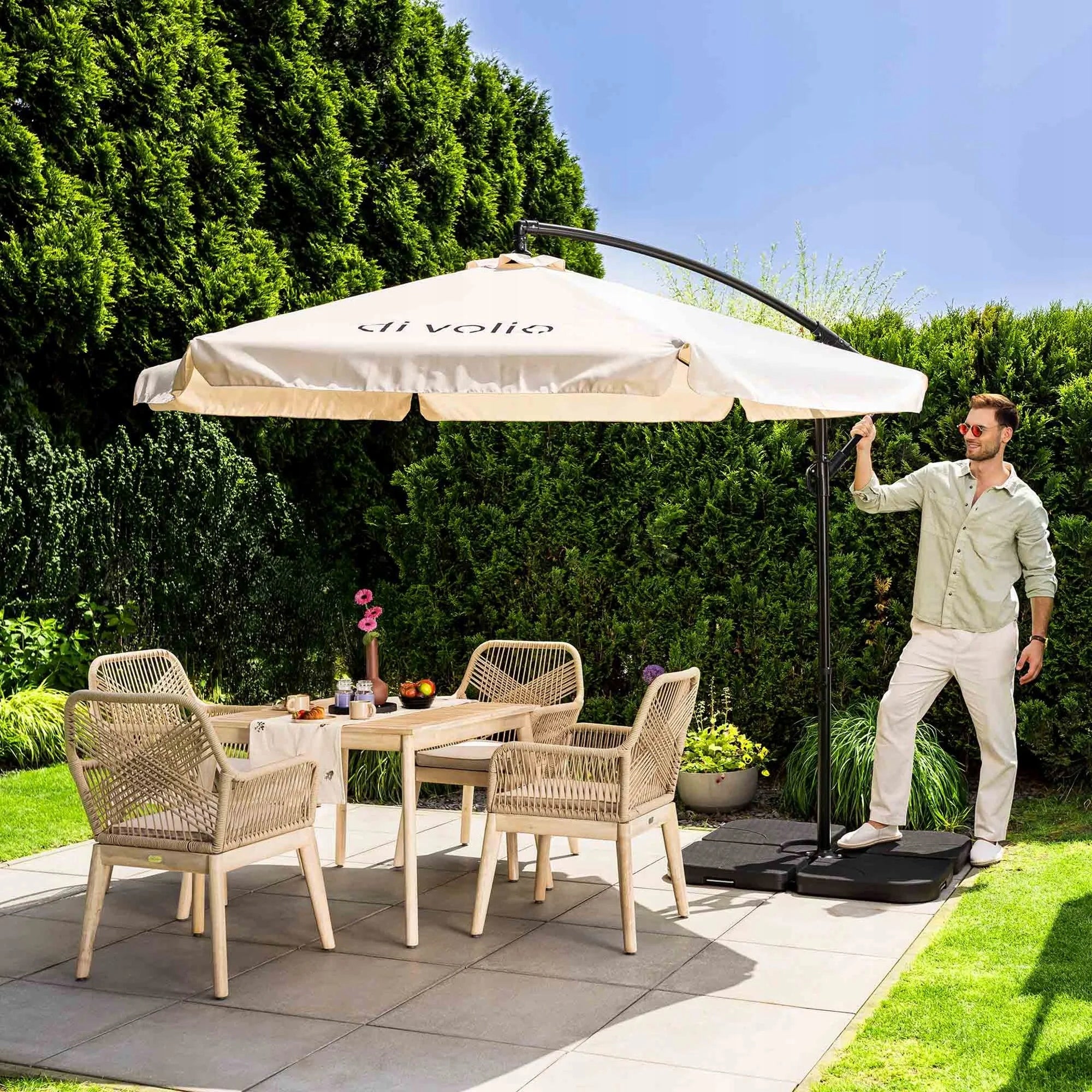 Garden Umbrella with Boom Adjustable Canopy Folding Empoli Beige Manufacturer code DV-023GU