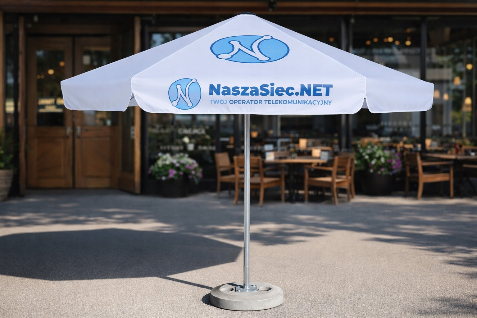 Garden Umbrella with Print Gastronomic Advertising Restaurant LOGO Packaging status original
