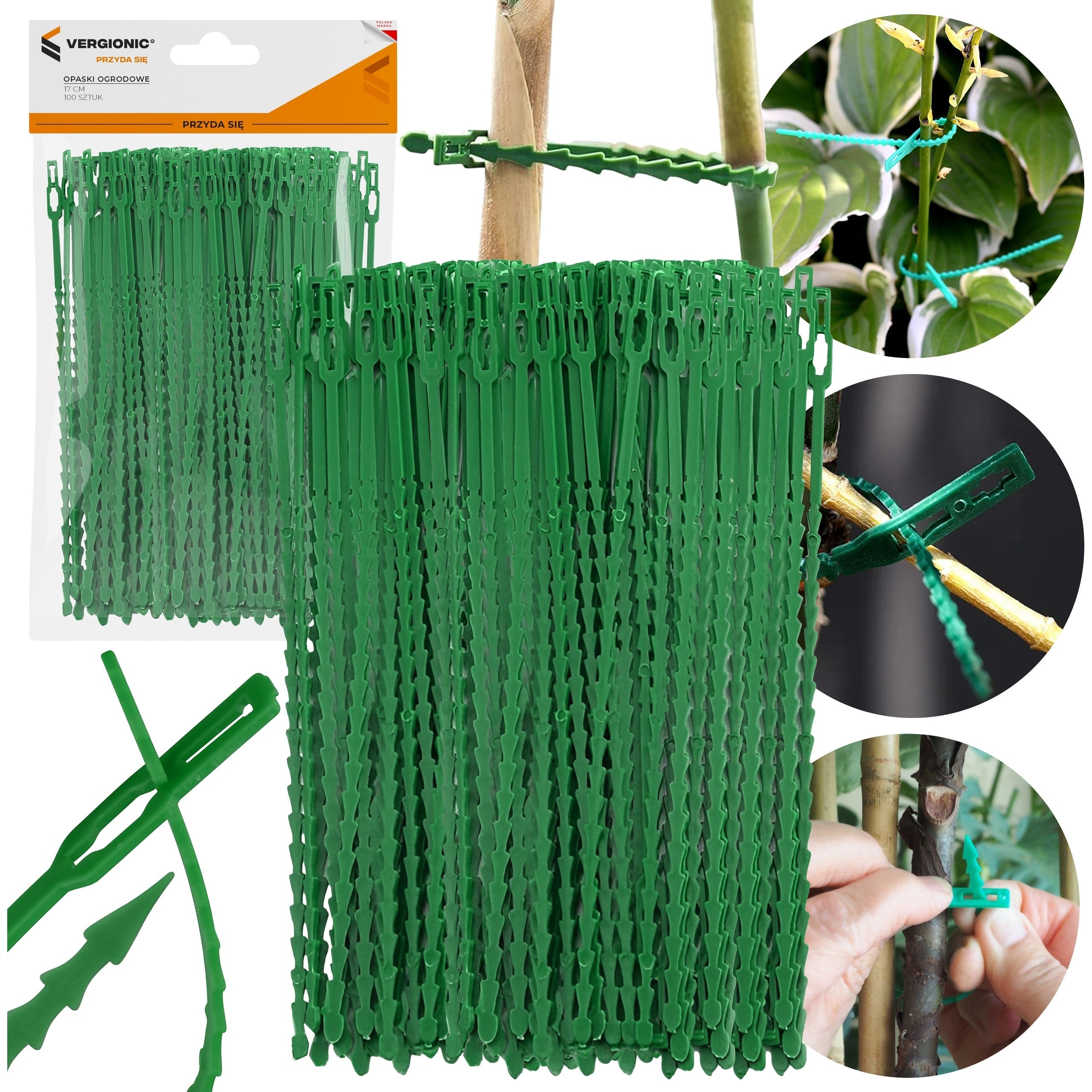 Garden bands for plants. 17 cm 100 pcs. VERGIONIC Brand Vergionic