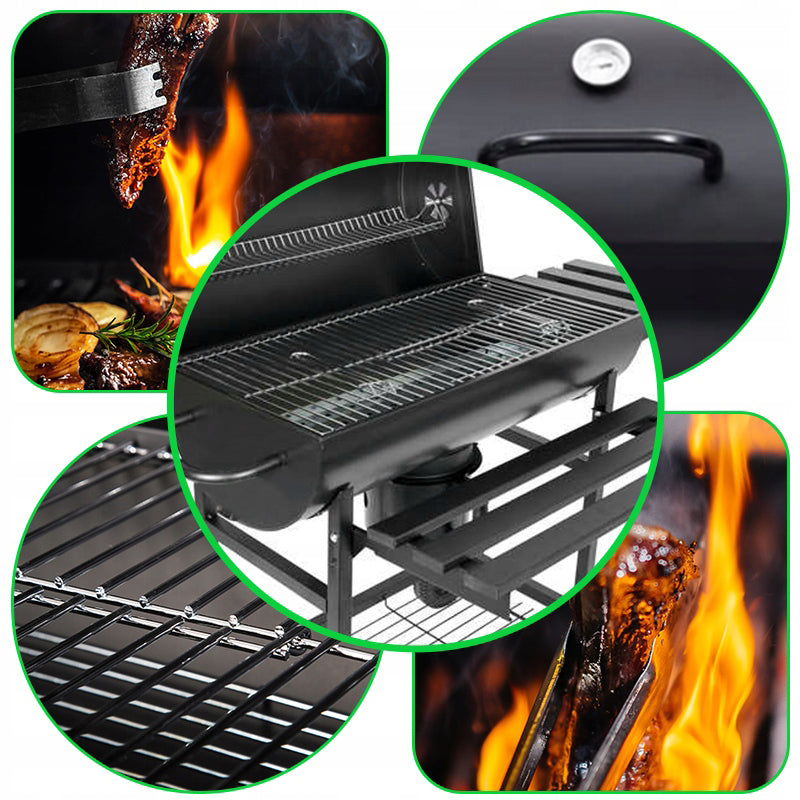 Garden charcoal grill large Spinel 115 cm 2 grates thermometer cover Grate length 71 cm