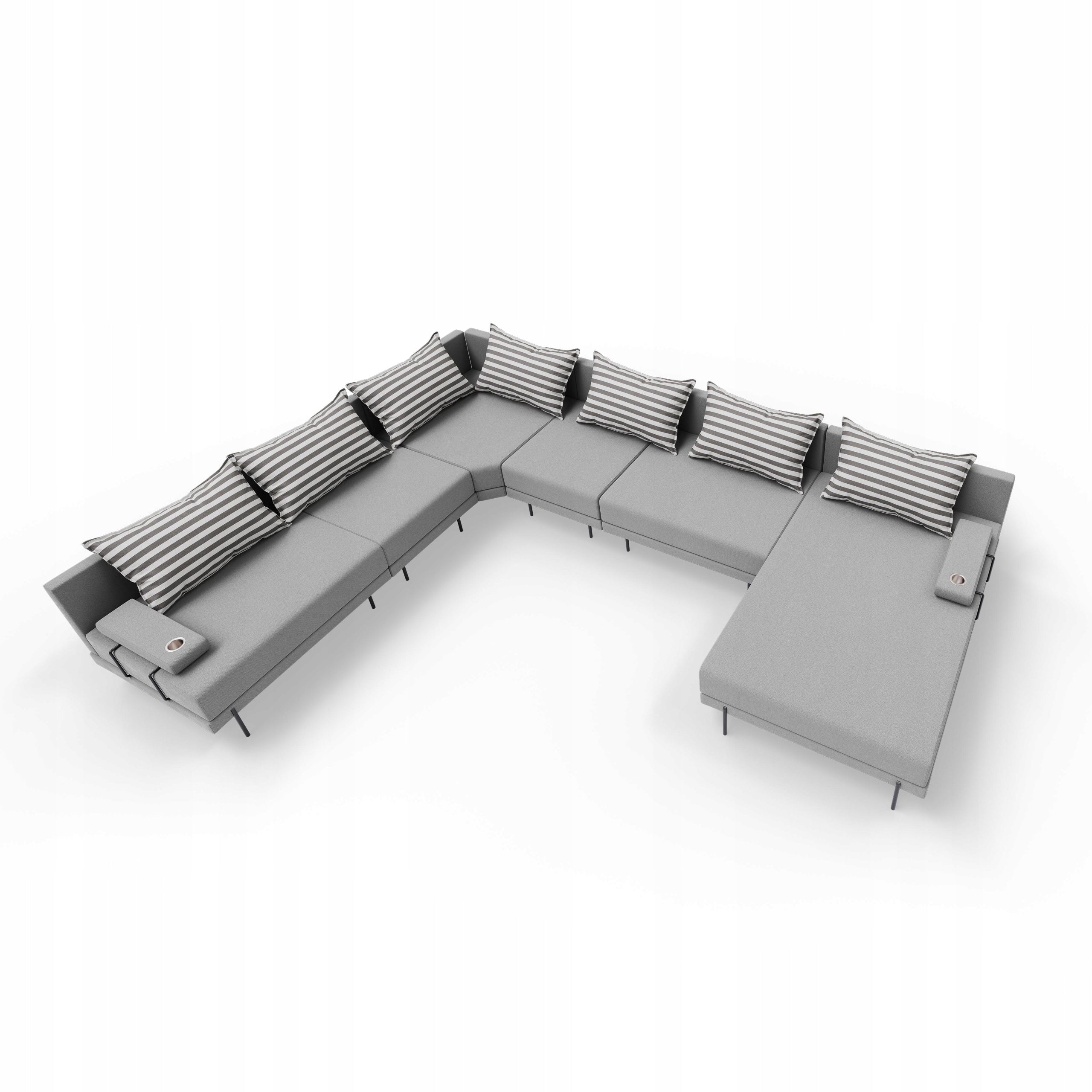 Garden corner sofa Bahama XXL Grey Striped U 410 cm Seating set -LEFT Main material other