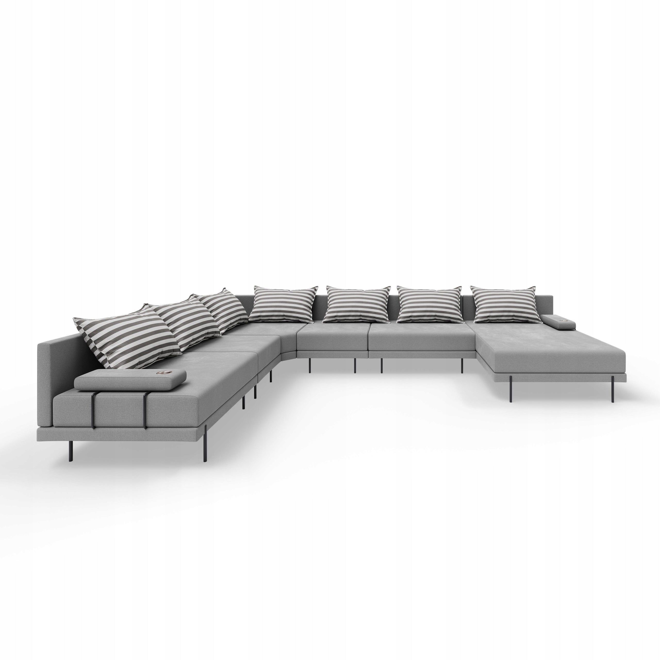 Garden corner sofa Bahama XXL Grey Striped U 410 cm Seating set -LEFT Manufacturer code BAHA-XXL-GST-L