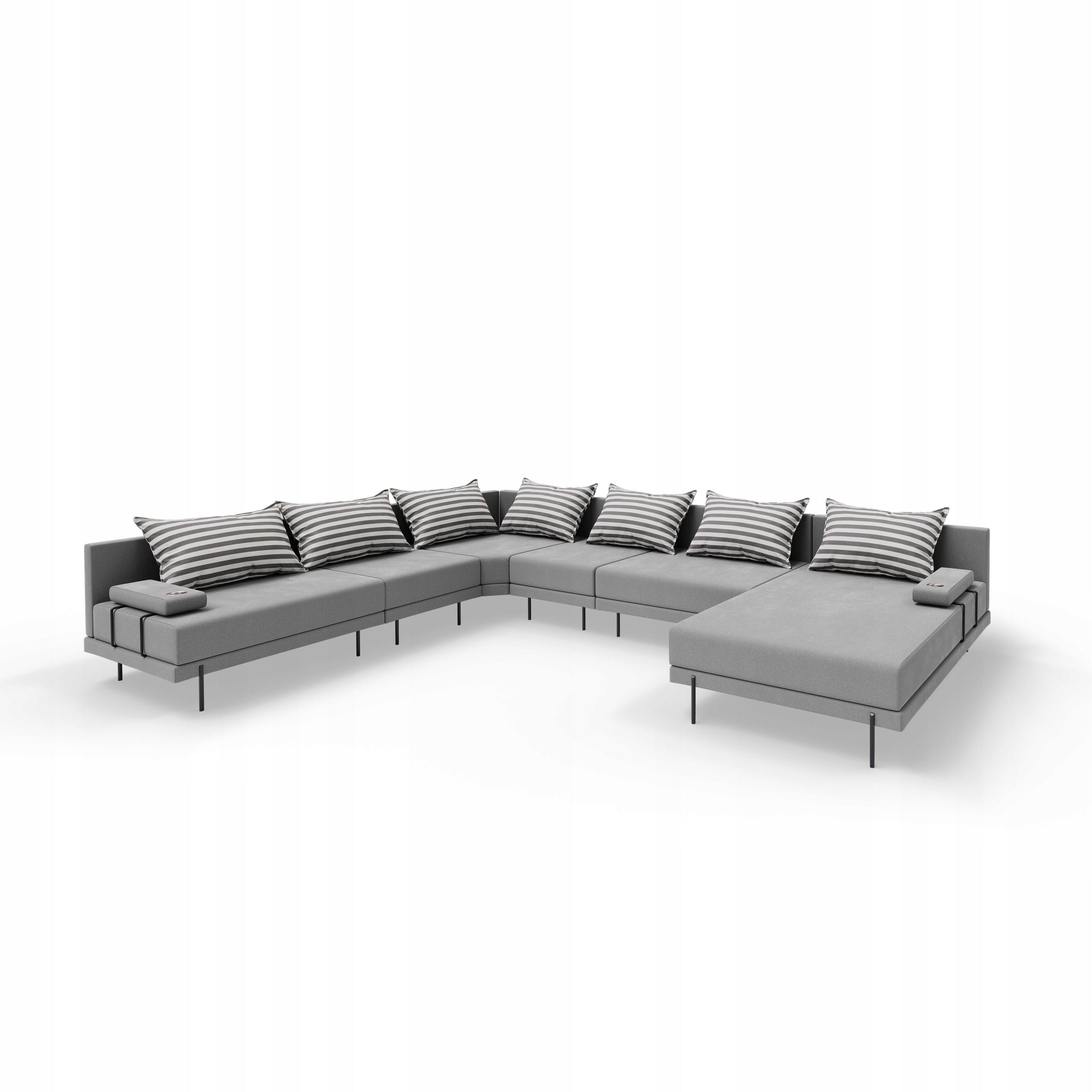 Garden corner sofa Bahama XXL Grey Striped U 410 cm Seating set -LEFT Manufacturer no brand