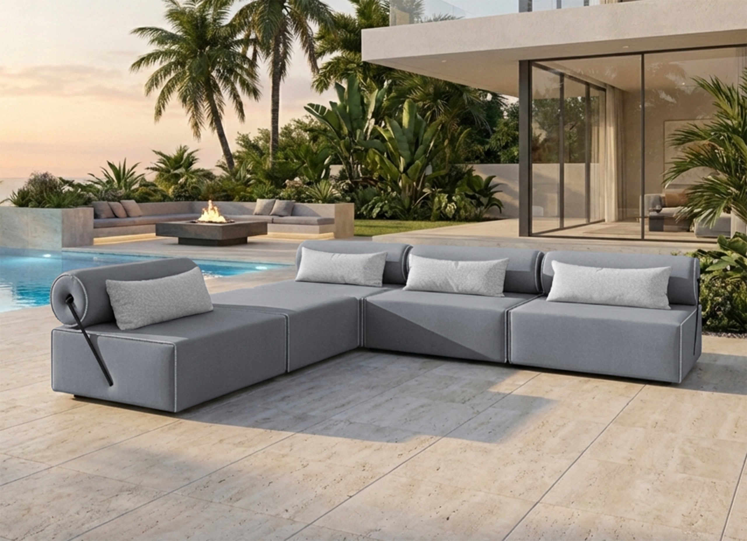 Garden corner sofa Bali L Grey 336 x 326 cm Seating set