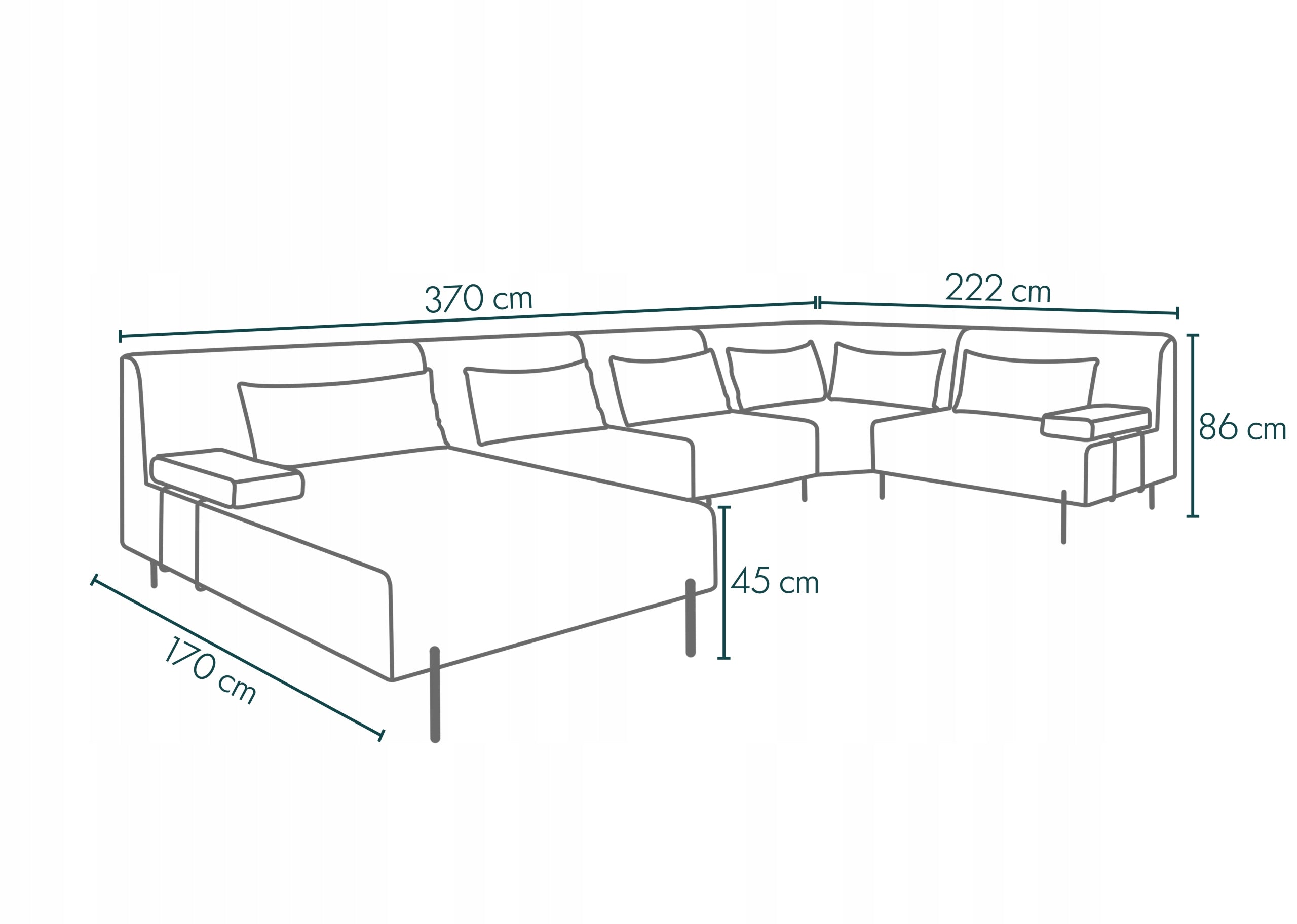 Garden corner sofa Borneo XL - Beige 370x222 cm Set LEFT Main material wood