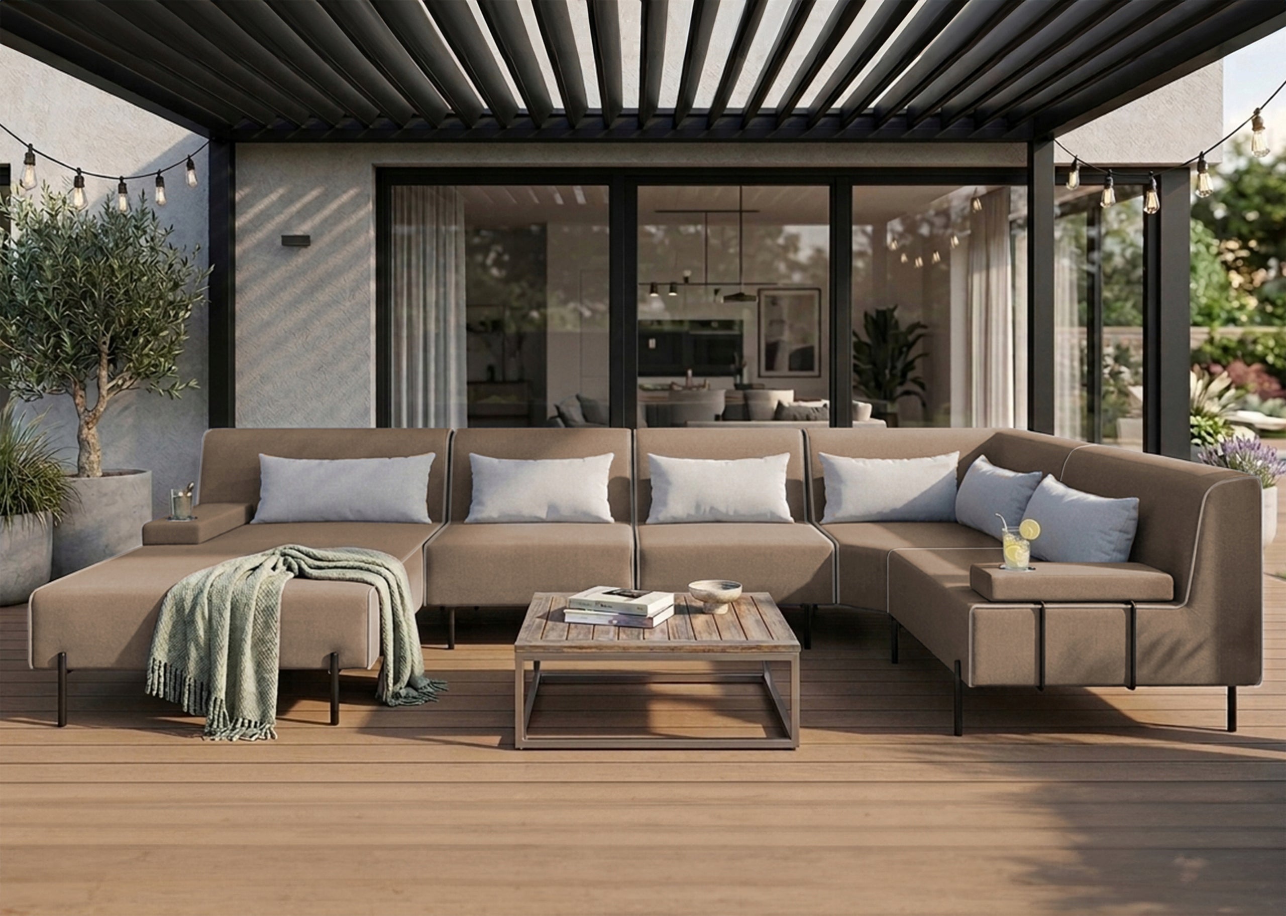 Garden corner sofa Borneo XL - Beige 370x222 cm Set LEFT Manufacturer no brand