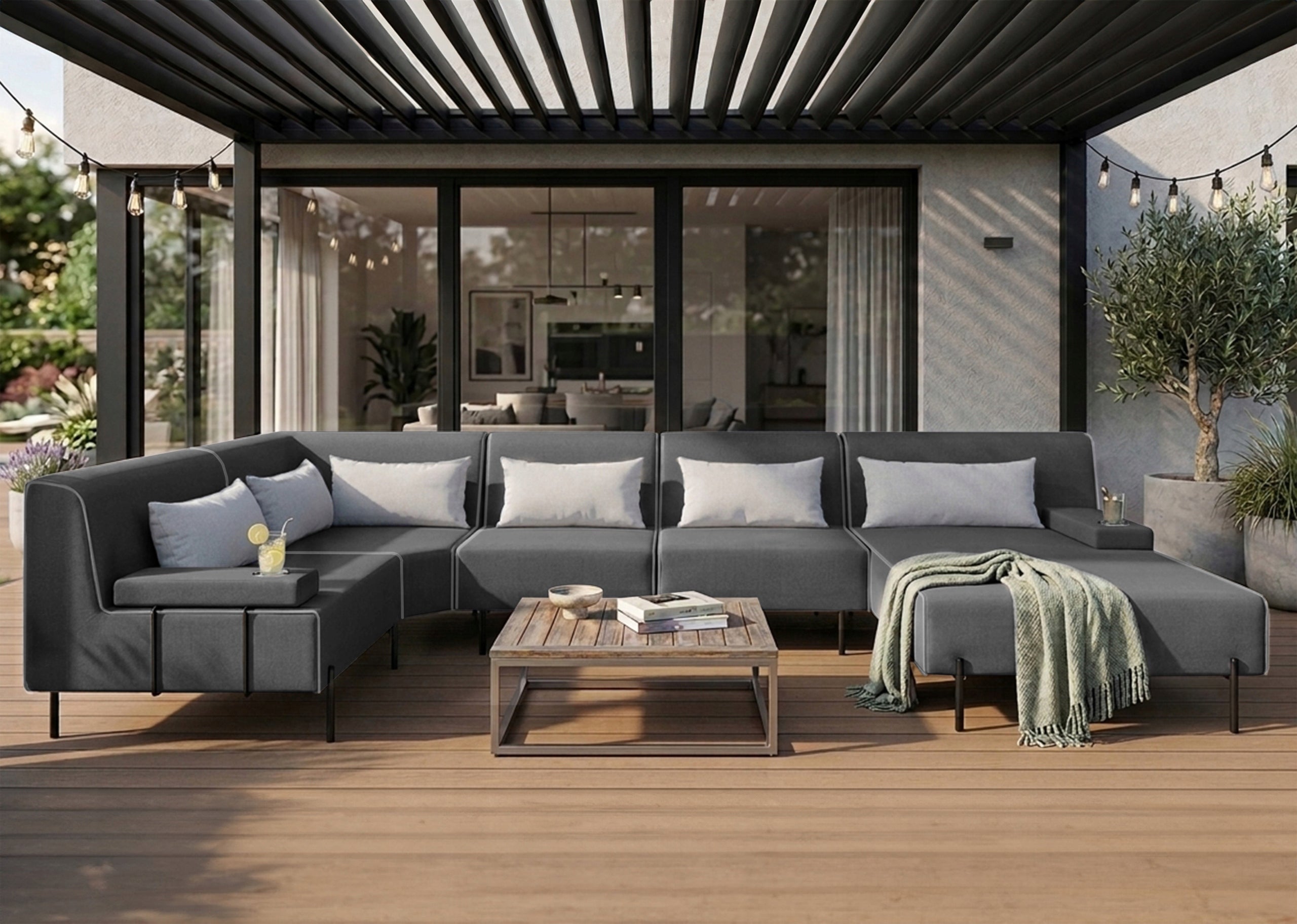 Garden corner sofa Borneo XL - Dark grey 370x222 cm Set Right Manufacturer code 6299