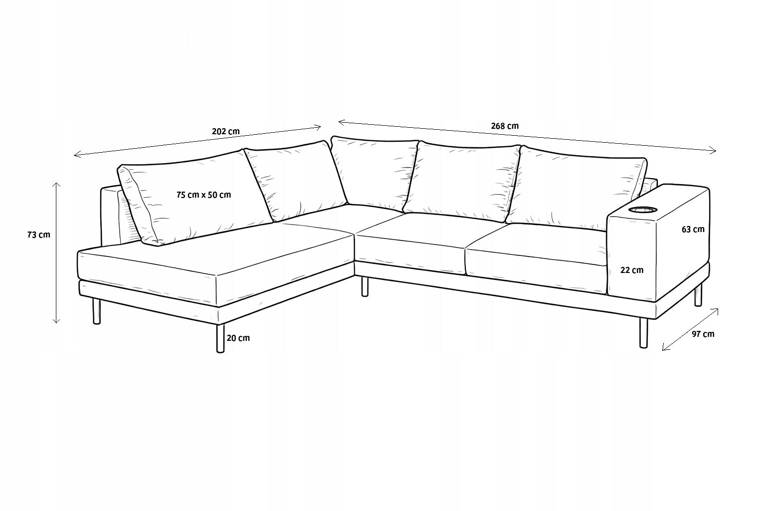 Garden corner sofa VOLARO 268x202 cm Holiday set LEFT - BROWN Set contents corner sofa