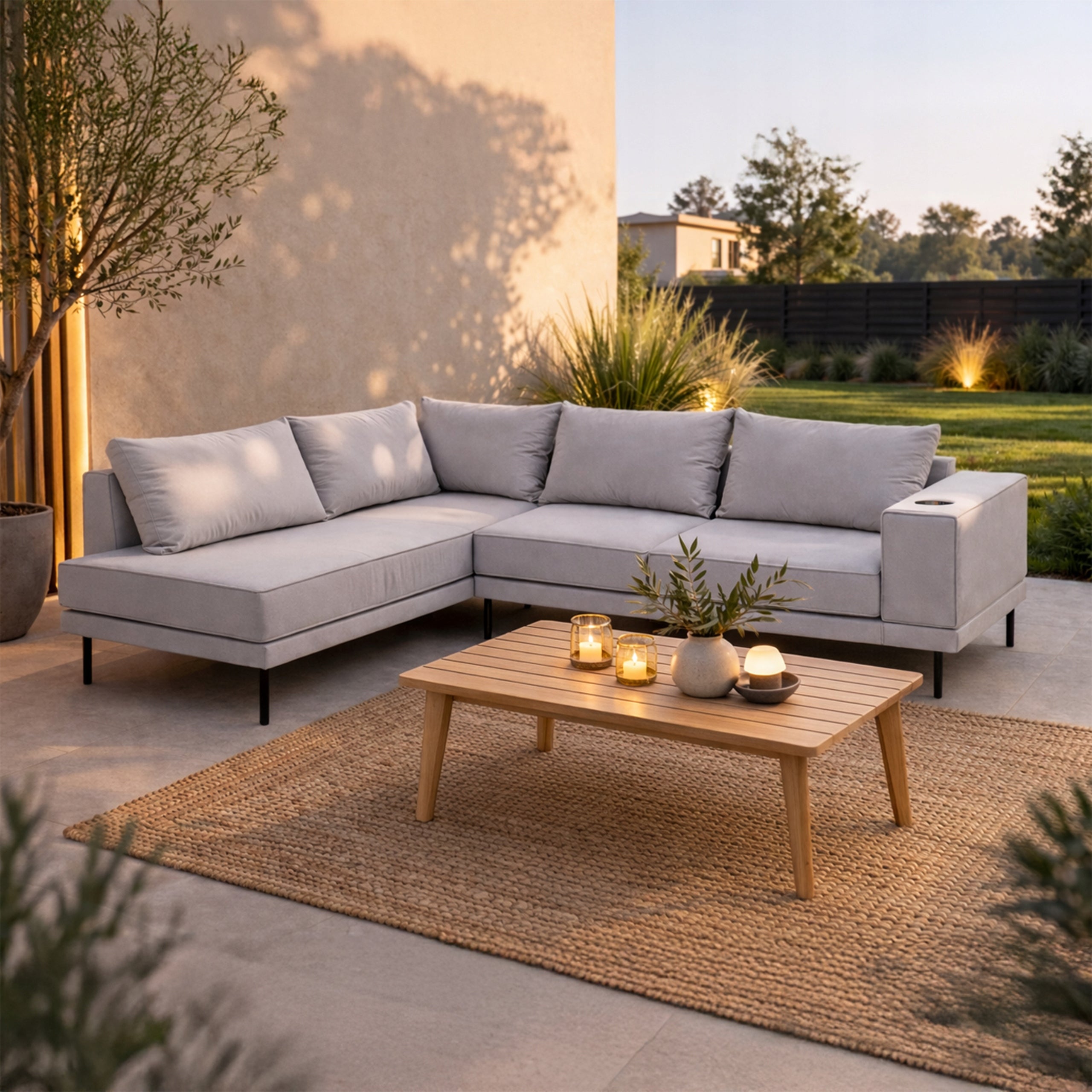 Garden corner sofa VOLARO 268x202 cm Seating set LEFT - GREY