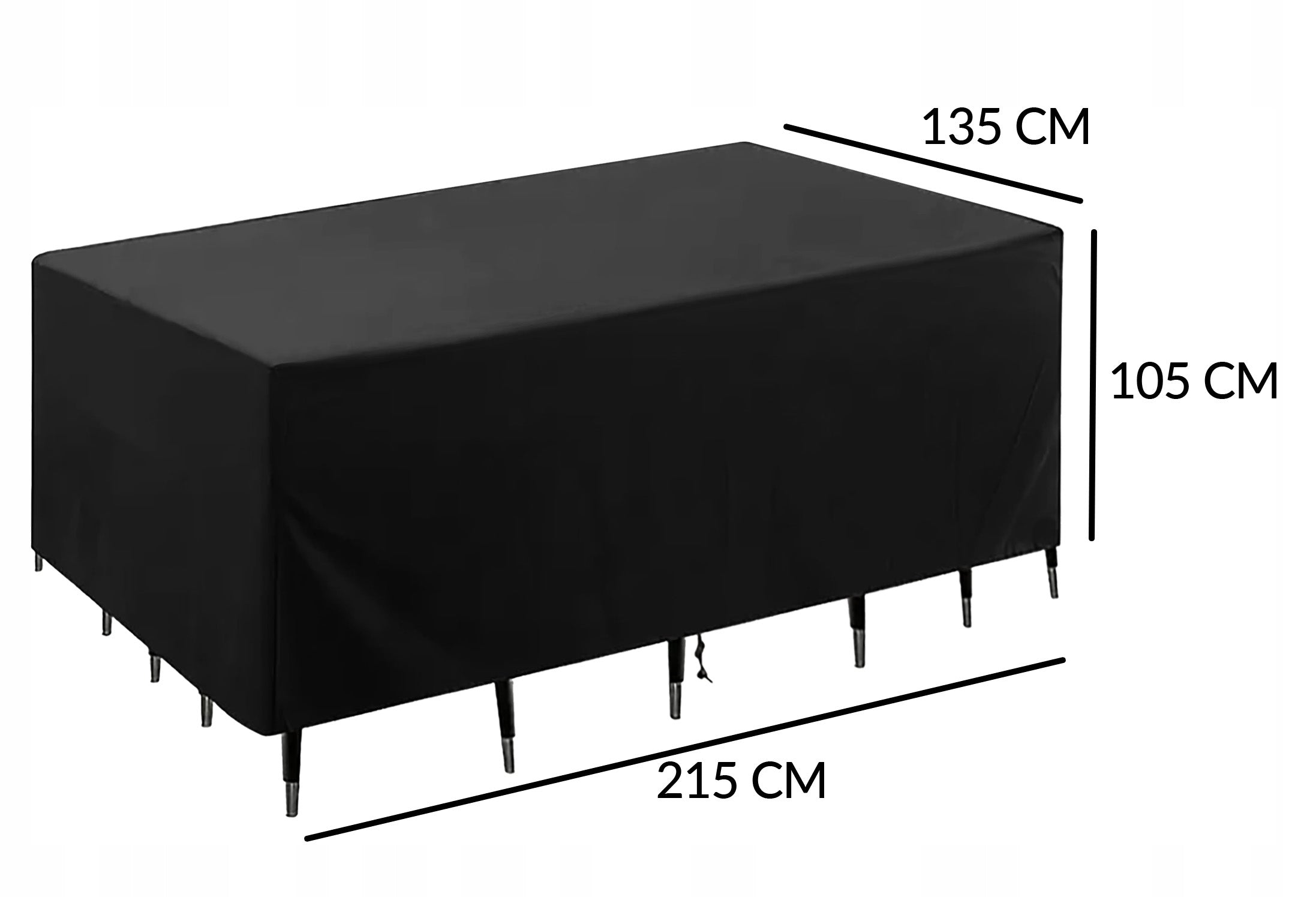 Garden cover for set 215 x 135 x 105 cm black Manufacturer code Pokrowiec na meble ogrodowe wodoodporny 36139