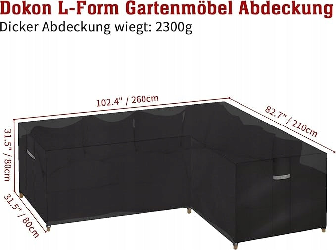 Garden cover in the shape of "L" LEFT 260 x 210 x 80 cm Manufacturer code 7990