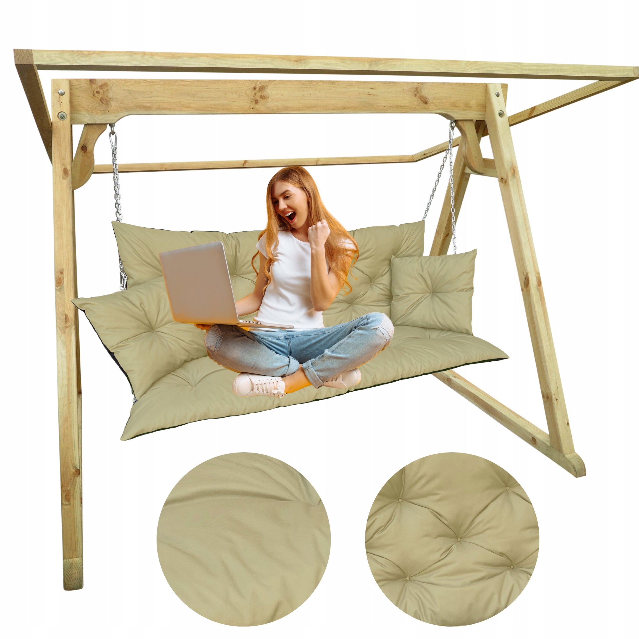 Garden cushion 180x60x50 for swing bench waterproof + 2x 40x40 FREEBIE