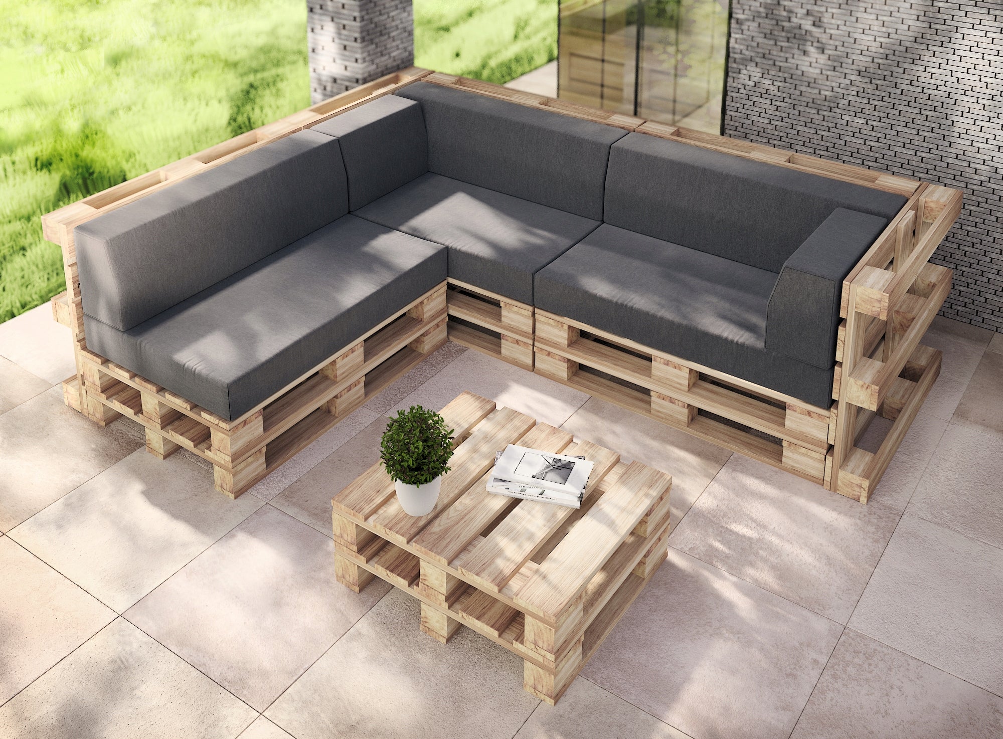 Garden cushions for pallets seat + corner FOAM 120x78x15 set Cushion thickness 15 cm