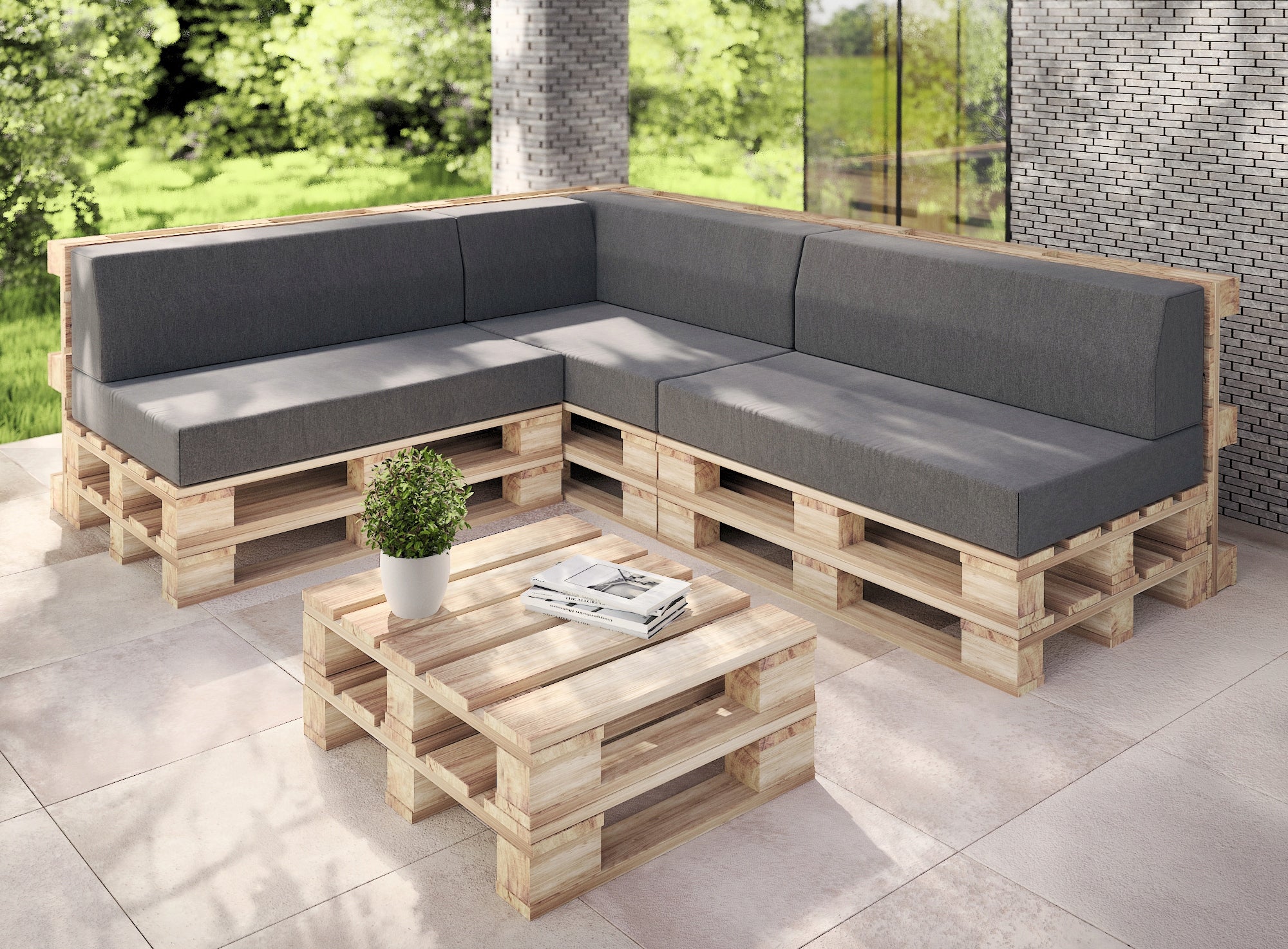 Garden cushions for pallets seat + corner FOAM 120x78x15 set Pillow width 78 cm