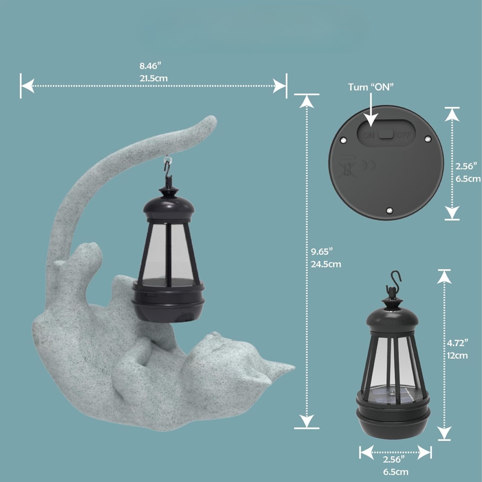 Garden decoration cat with solar lamp LED lantern for terrace balcony 24cm Manufacturer no brand