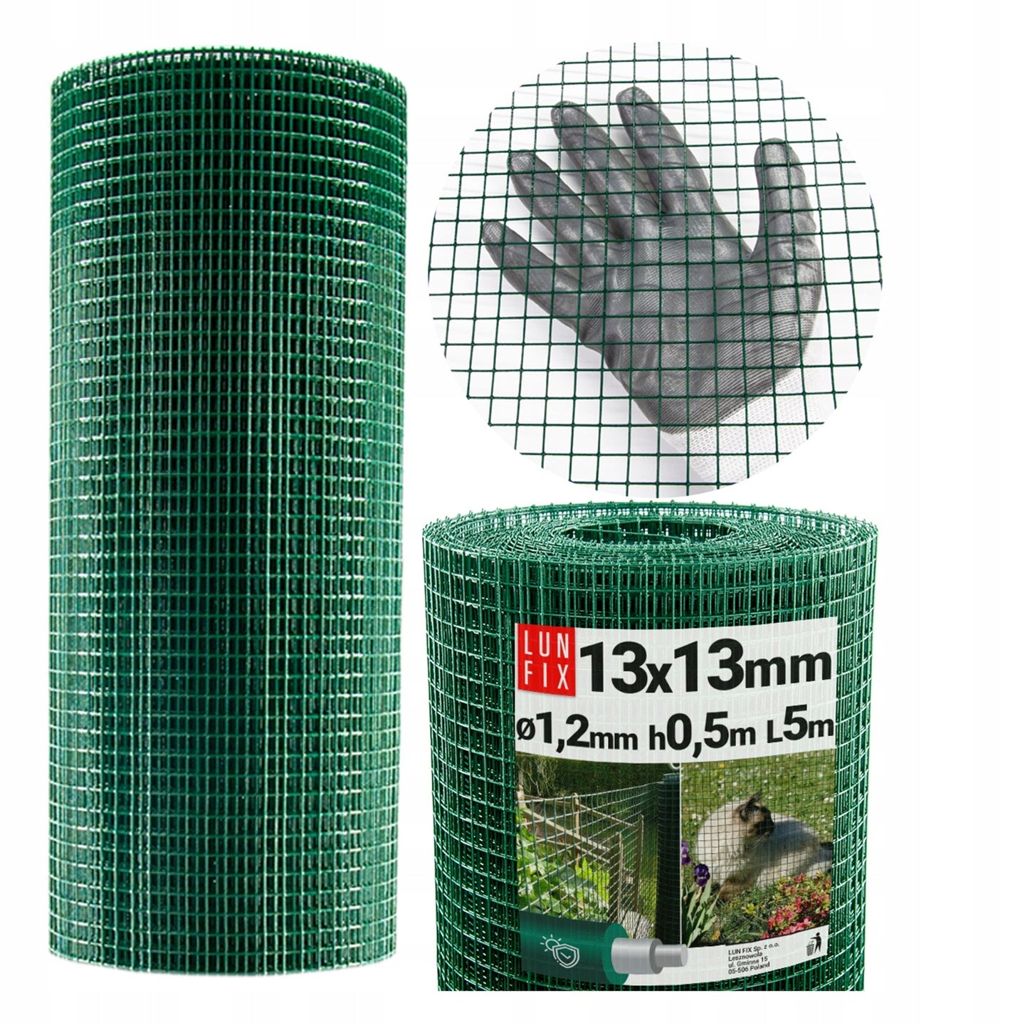 Garden discount net 50 cm coated green galvanized 13x13 fi1,2 5m