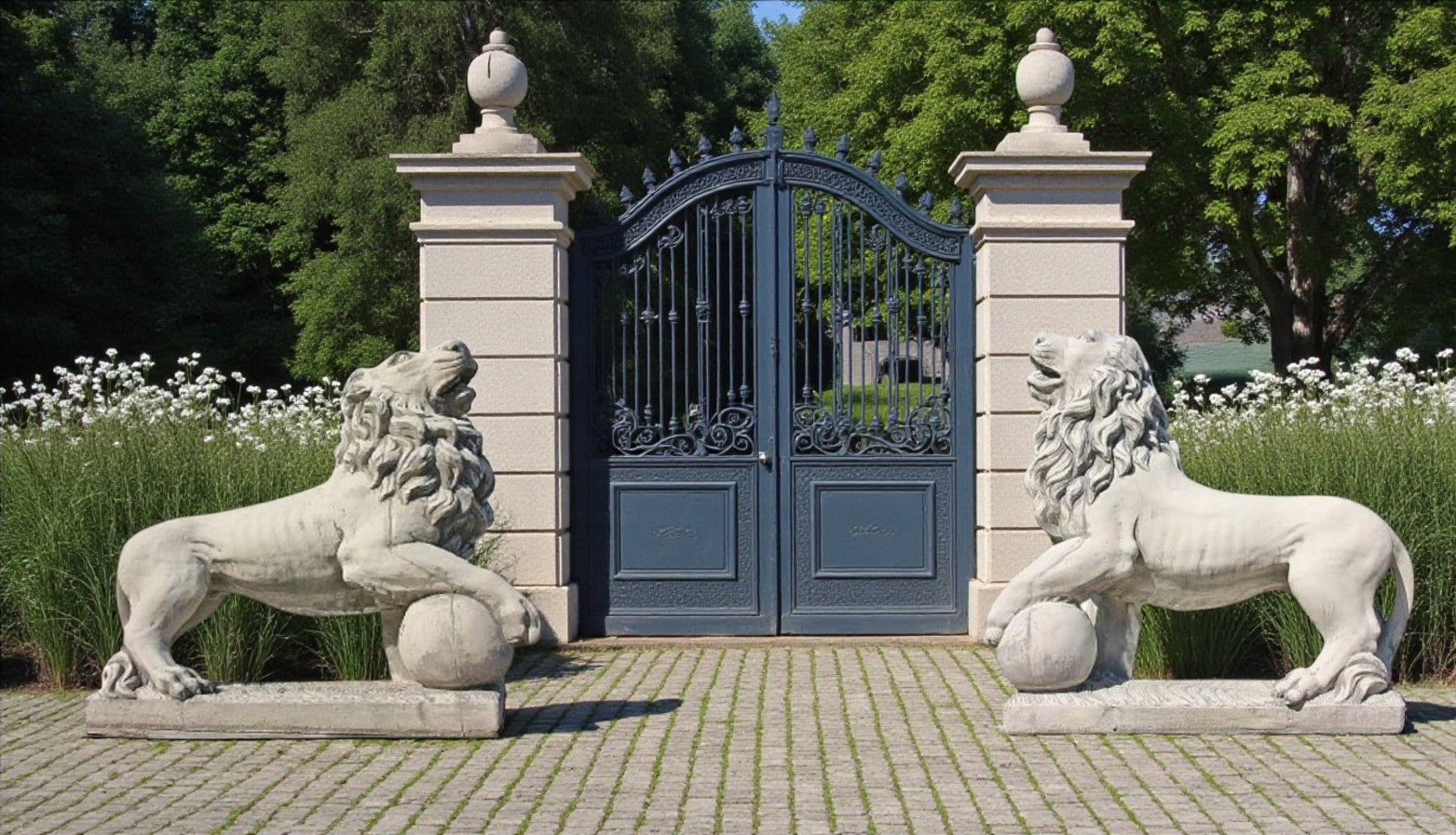 Garden figure Lion with ball pair right-left from concrete conglomerate AG-BET EAN (GTIN) 5904844692832