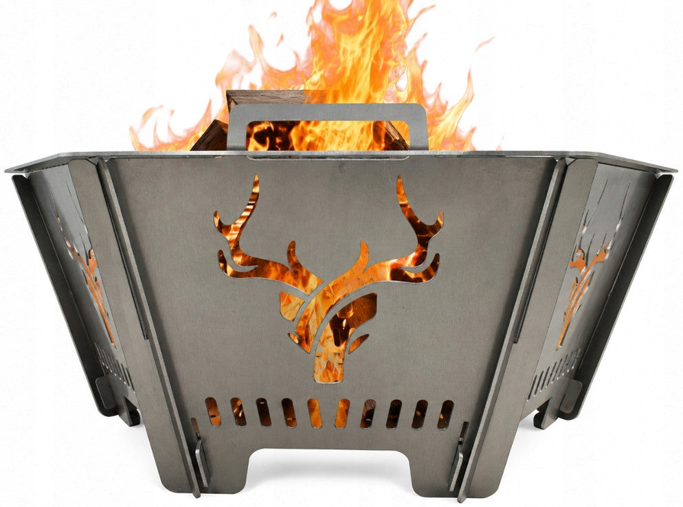 Garden fireplace Deer with grate 2in1 folding steel 3mm 74x34 per plot Manufacturer code Palenisko wzór JELEŃ - surowe